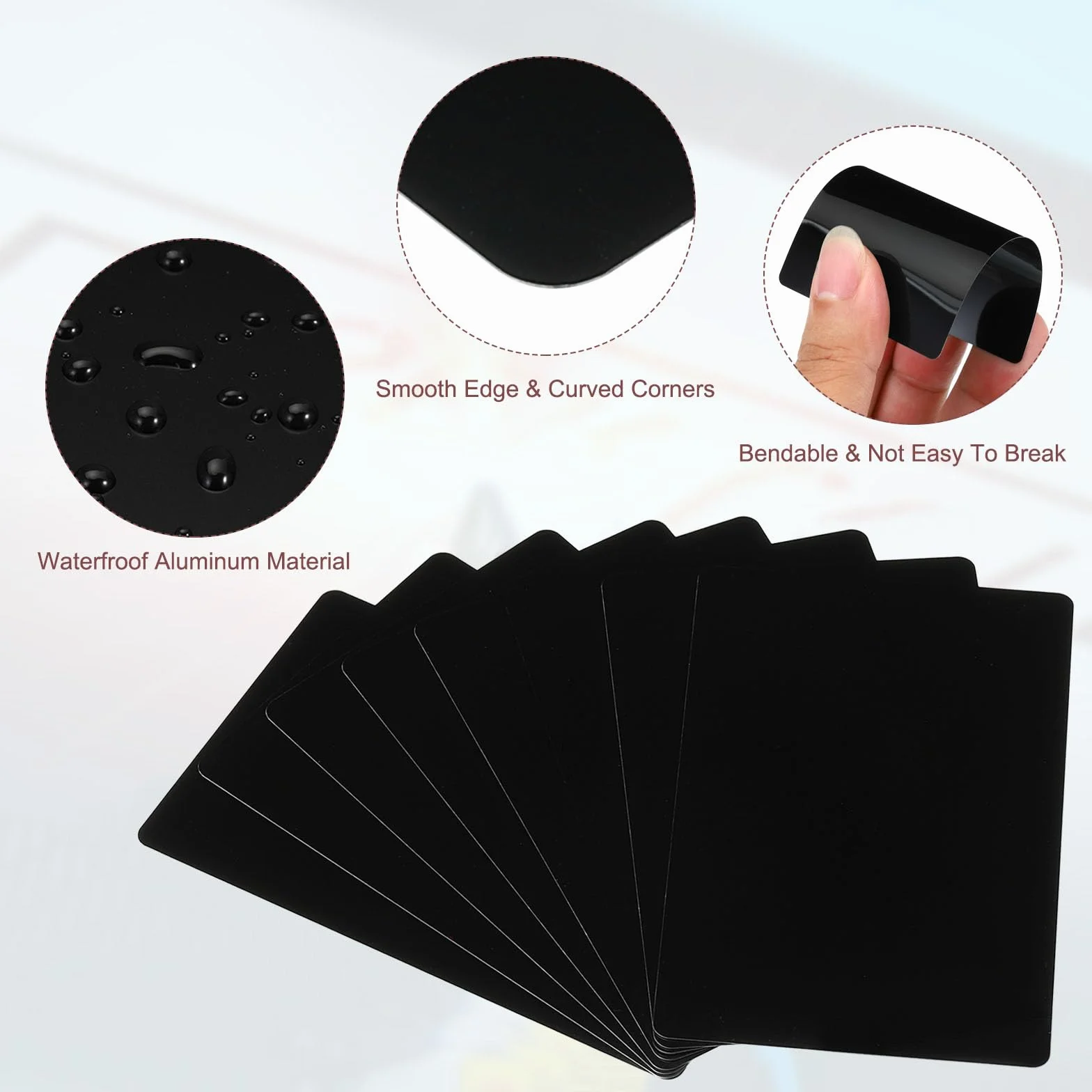 PATIKIL 200 Cartes Métal Business vierges 0,21 mm Épaisseur 3.4x2.1 pouce Aluminium Laser Gravure Noir