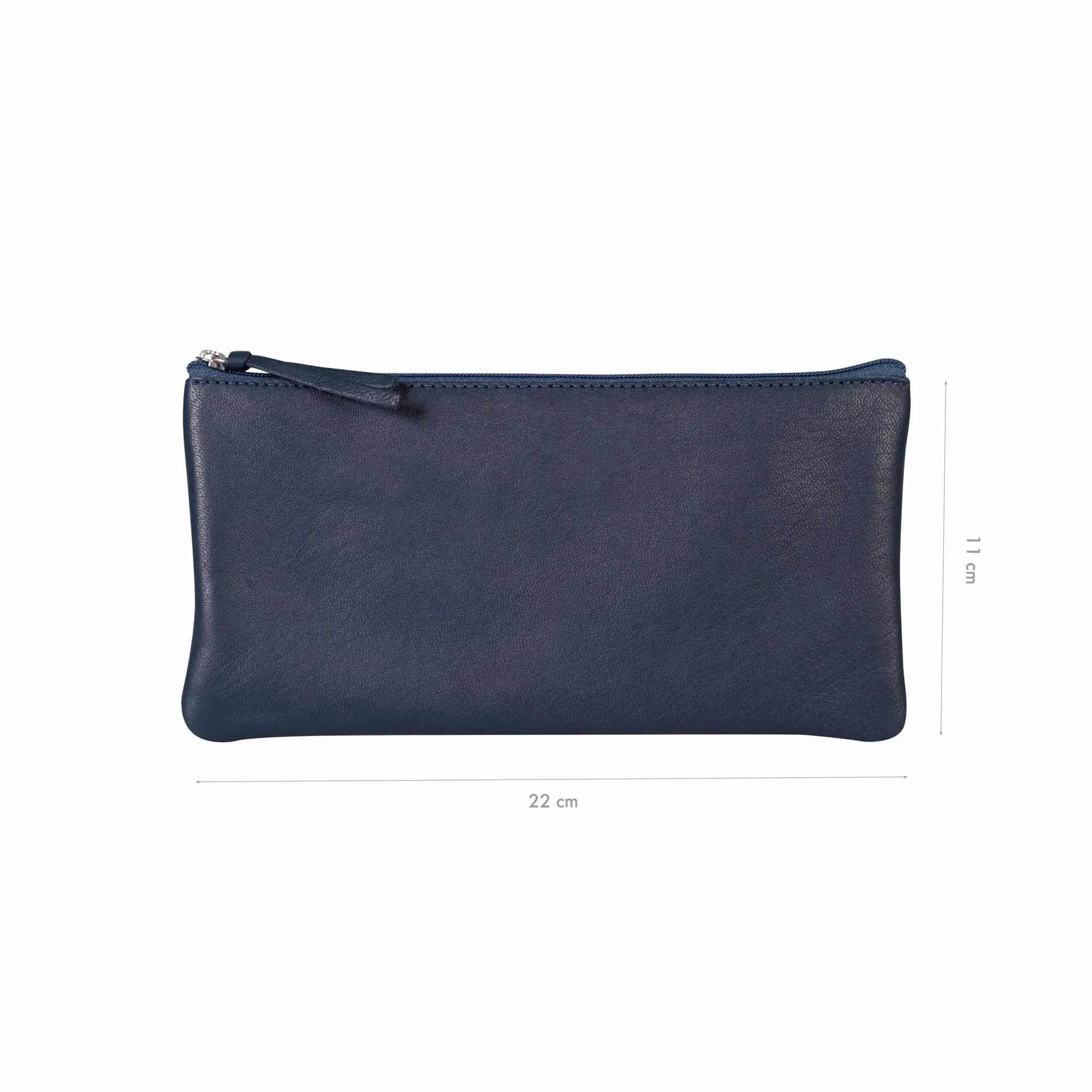 Clairefontaine Trousse Scolaire Plate Bleu foncé 22x11 cm Véritable Cuir d'Agneau Fourniture Scolaire