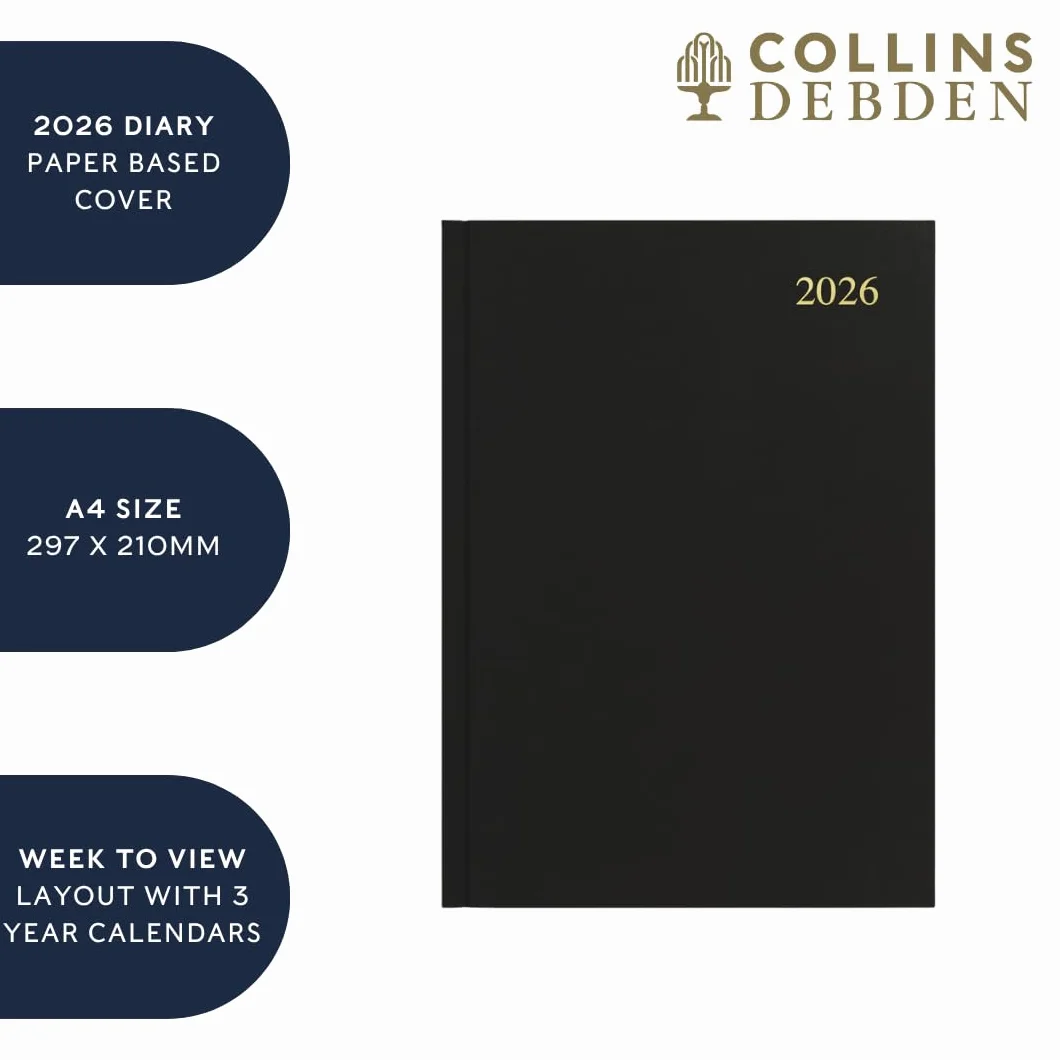 Collins Agenda semainier 2026 12 mois couverture rigide marron