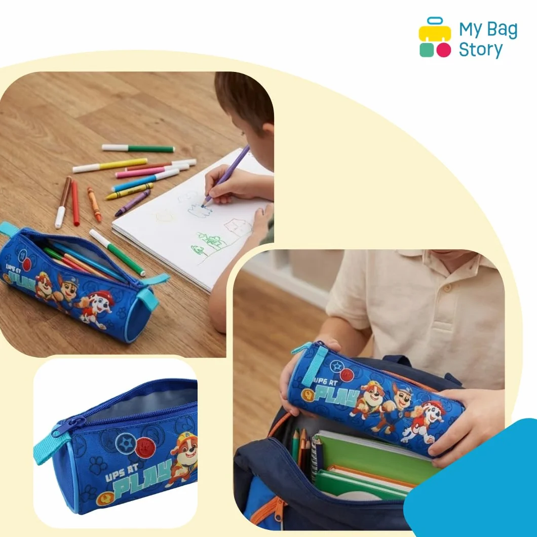 Trousse Scolaire Pat' Patrouille Héros en Mission Bleue pour Enfant avec Chase Marcus Ruben Format 21cm Robuste