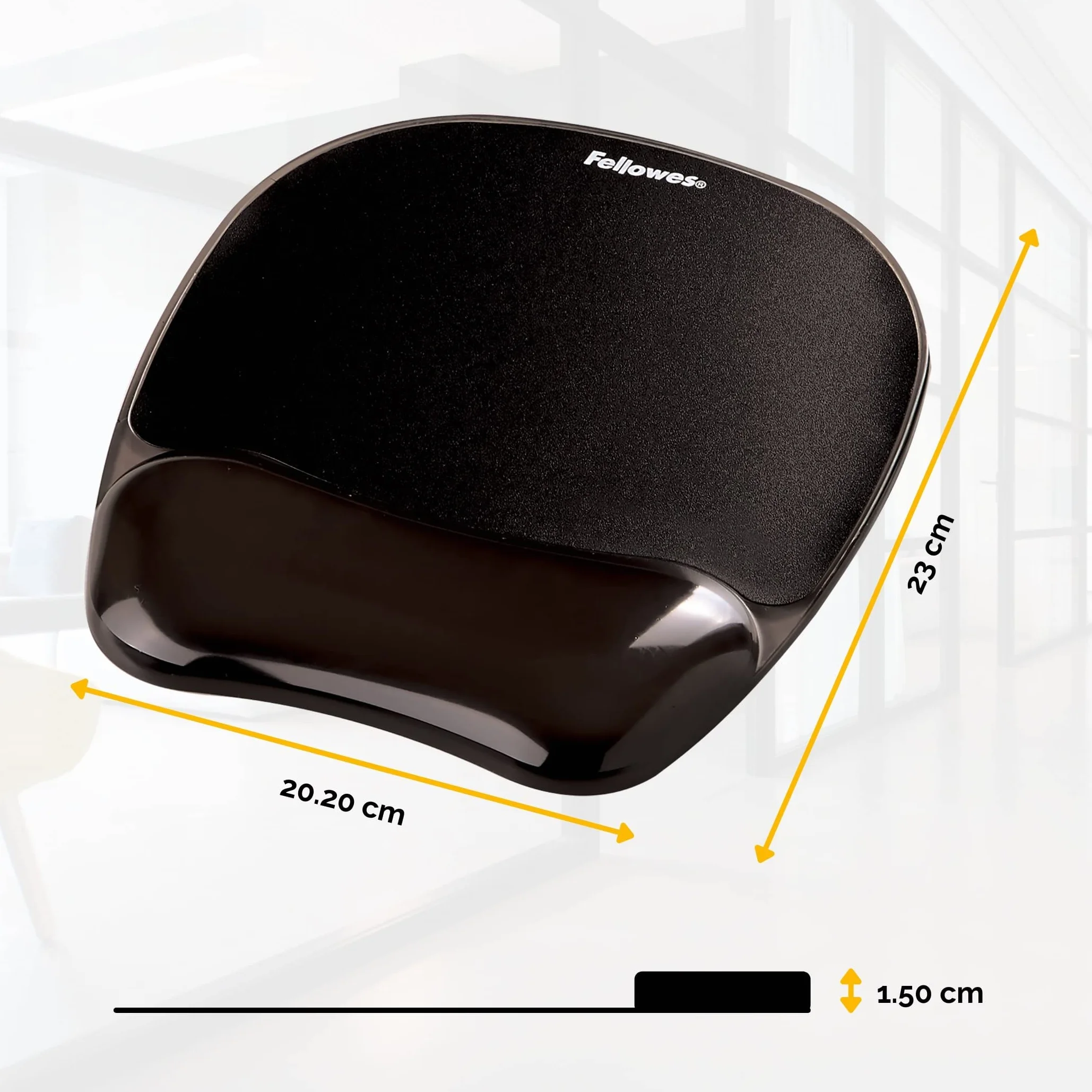 Fellowes Tapis de Souris Repose Poignet Crystal Gel, Ergonomique, Gel Transparent Noir