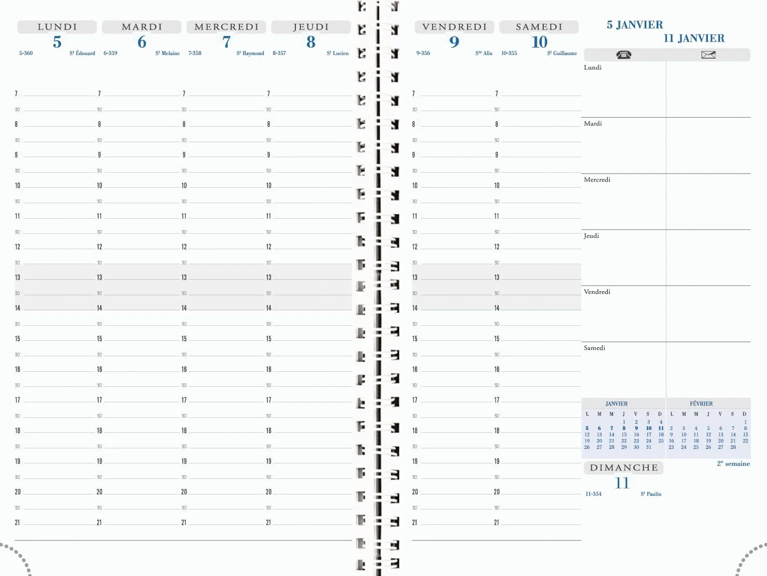 Exacompta Agenda semainier de bureau SAD 20S Linicolor 15 x 21 cm Septembre 2026 à décembre 2027 16 mois