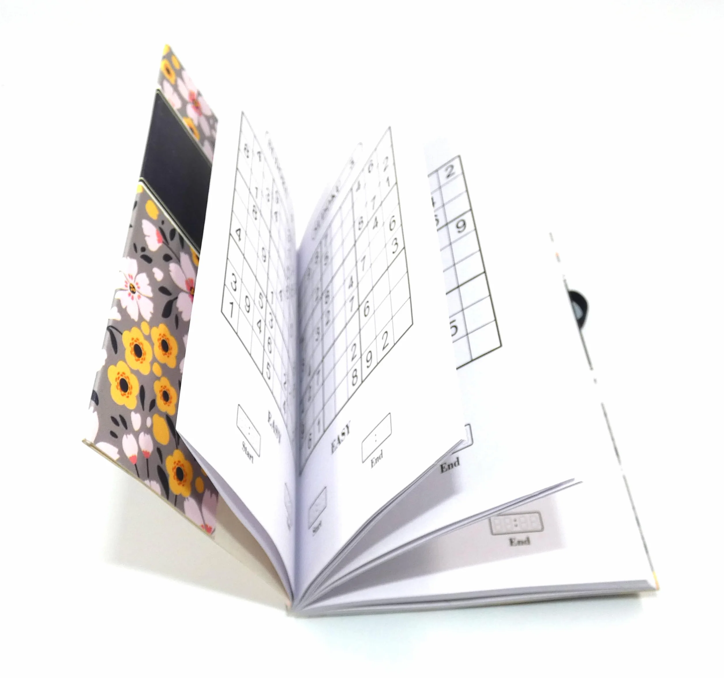 Livre de poche A6 Sudoku Challenge motif floral 15 x 10,5 cm avec bande élastique