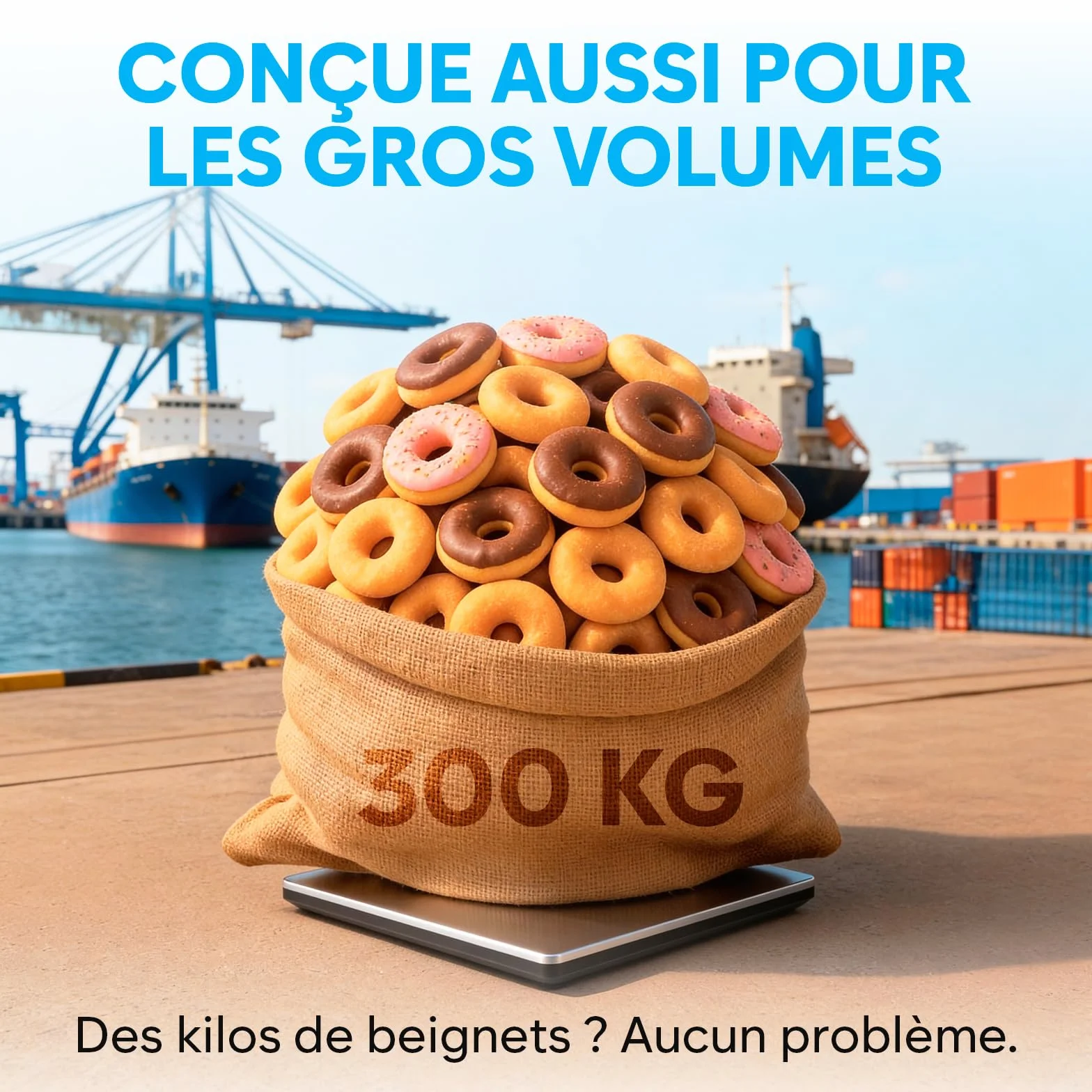 Balance Colis Électronique 300 kg Professionnelle Industrielle avec Hold/Tare Argent Pile Câble Inclus