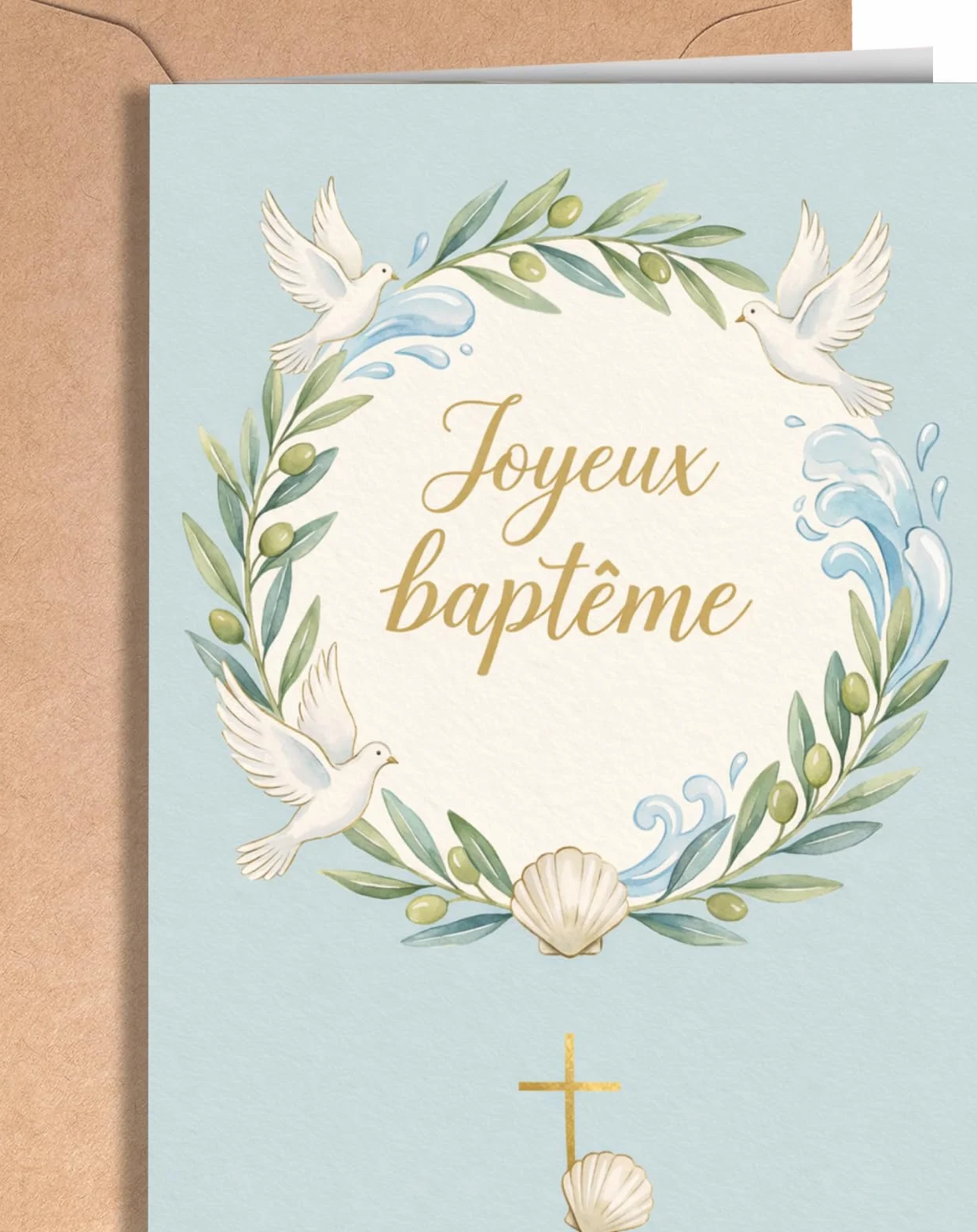 Carte de Baptême Fille ou Garçon avec Enveloppe - Carte de Félicitations Religieuse - Cadeau Parrain Marraine