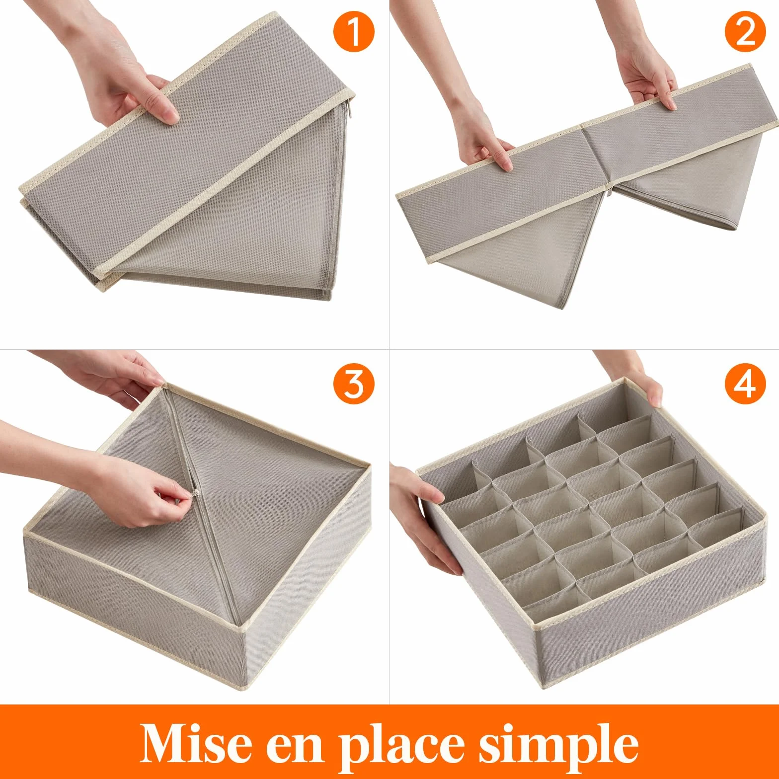 Lifewit Lot de 12 Organisateur de Tiroir Pliable en Tissu, Boîte de Rangement pour Sous-vêtements, Chaussettes, Culottes, Cravates, Gris Clair
