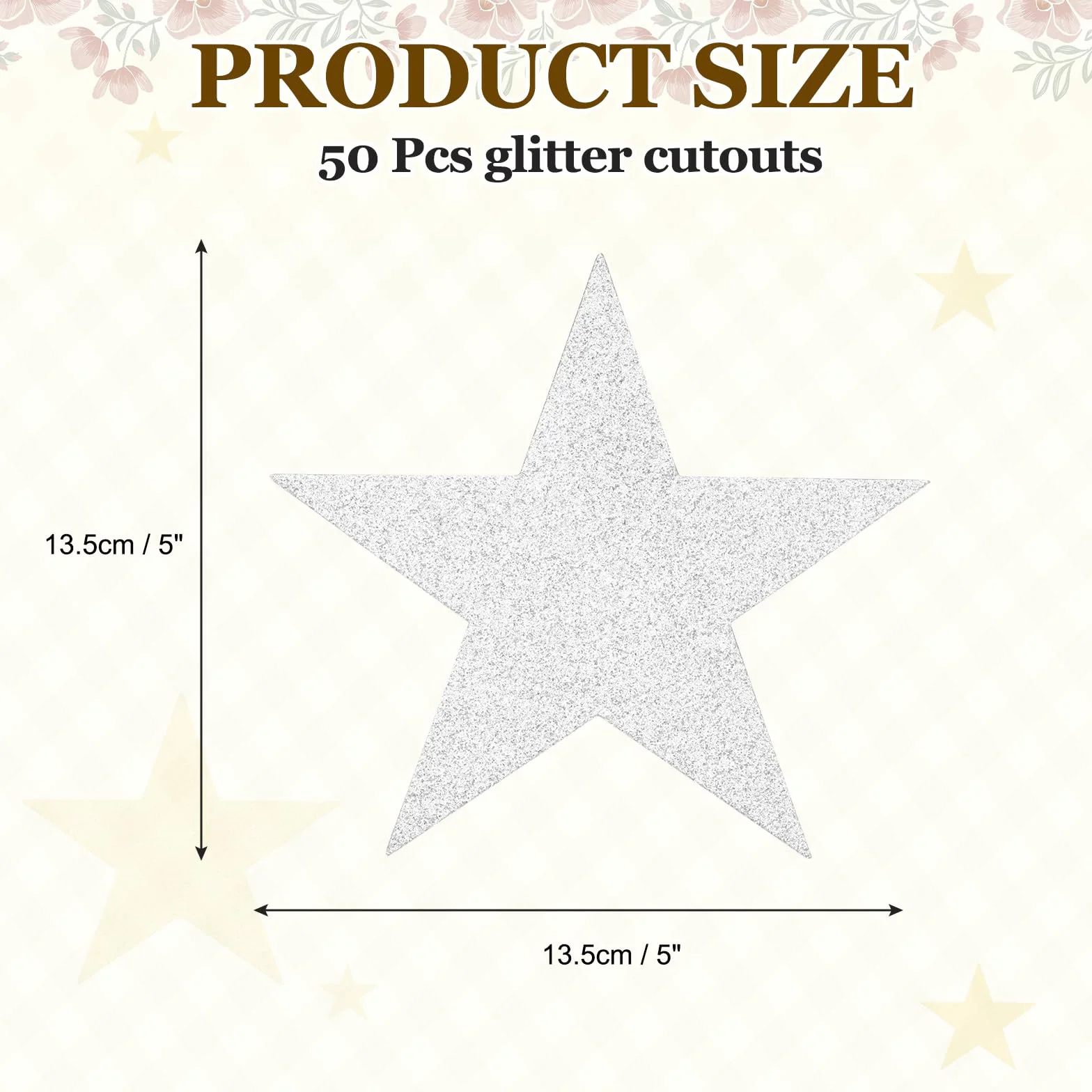 QUARKZMAN 50 Pcs Étoiles Pailletées 5 Pouces, Confettis Étoile Argenté pour Décoration Murale Fête