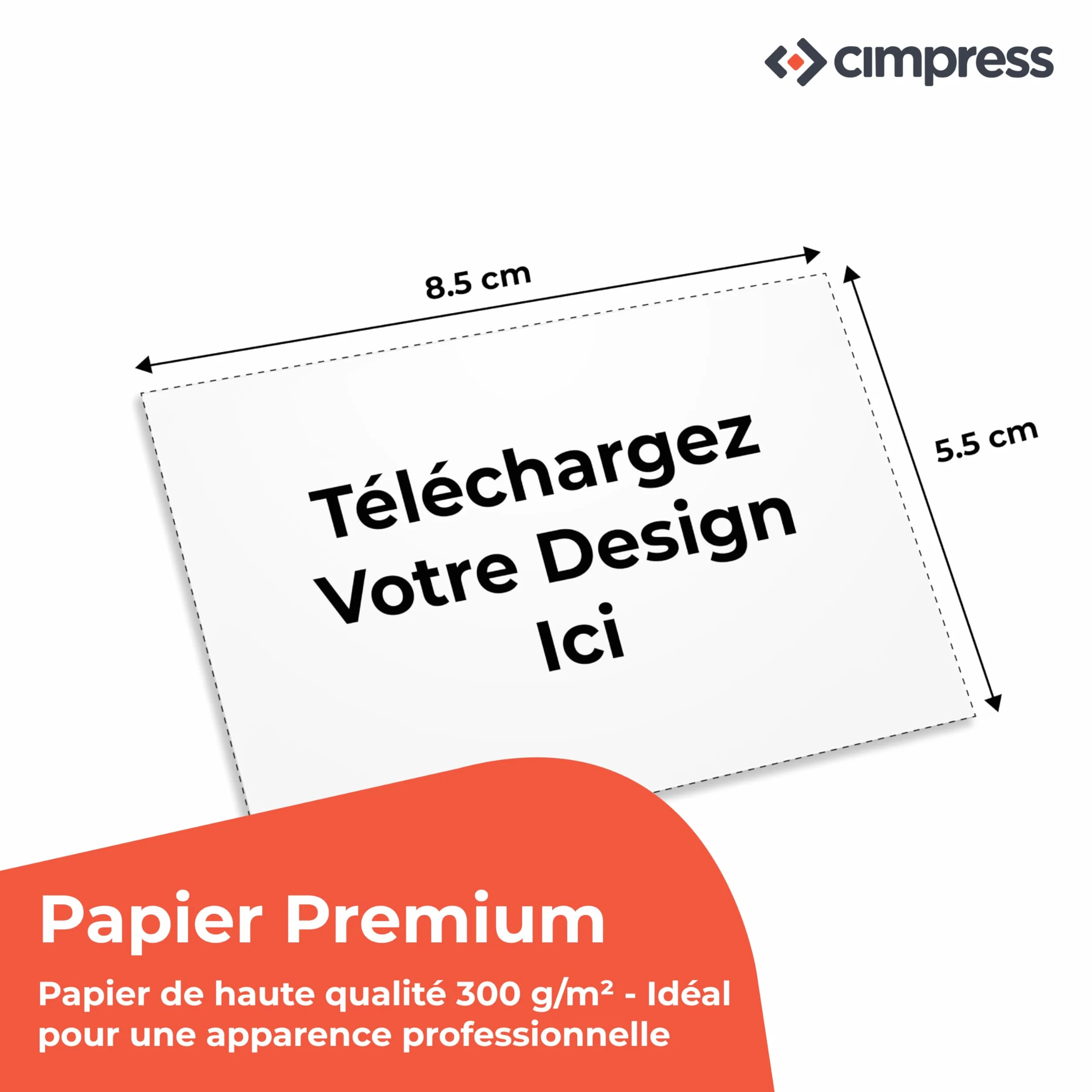 Cimpress Cartes de Visite Personnalisées 85x55 mm, Lot de 100, Papier 300g m² Mat, Impression Recto Verso