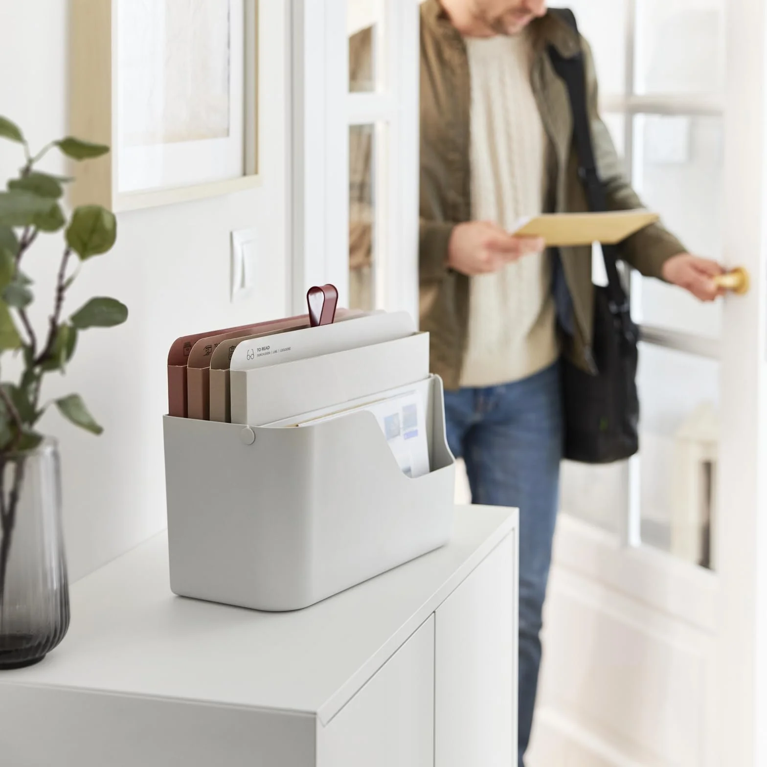 Rotho MyPaper Plus Organiseur de documents en plastique PP sans BPA blanc/rouge 36,4 x 16,8 x 31,7 cm