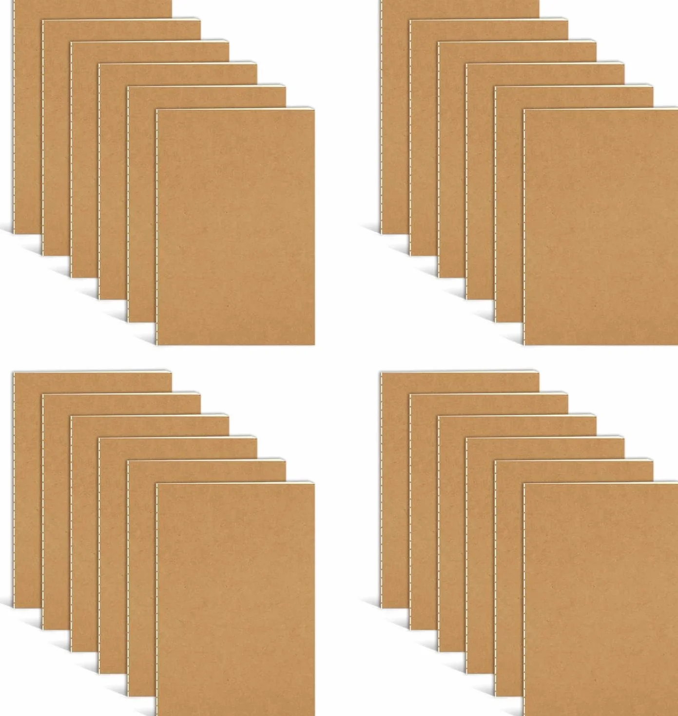 Lot de 24 Petit Carnet de Notes 13 x 9 cm Mini Bloc Note Couverture Kraft 36 Pages Ligné Brun