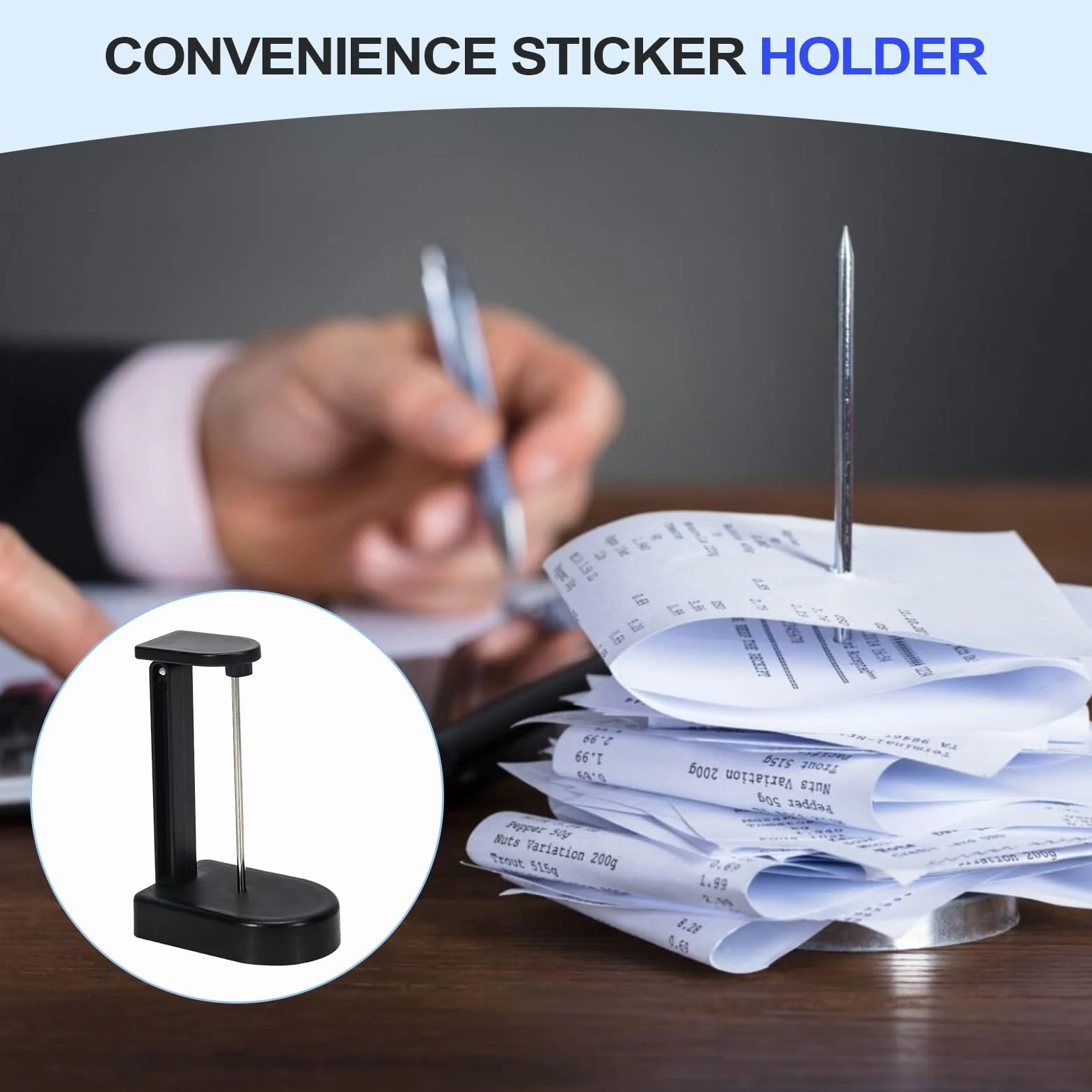 Support De Bureau À Pique Pour Tickets Anti-Dérapant Organisateur de Tickets Compact