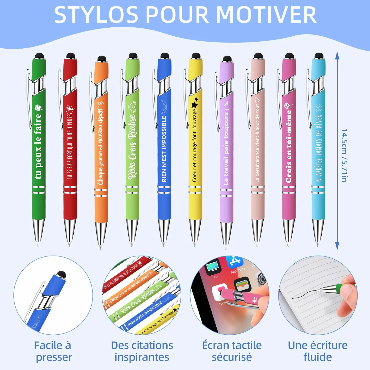 Carnets de notes motivants 10 pièces avec stylos à bille 10 pièces cadeaux inspirants