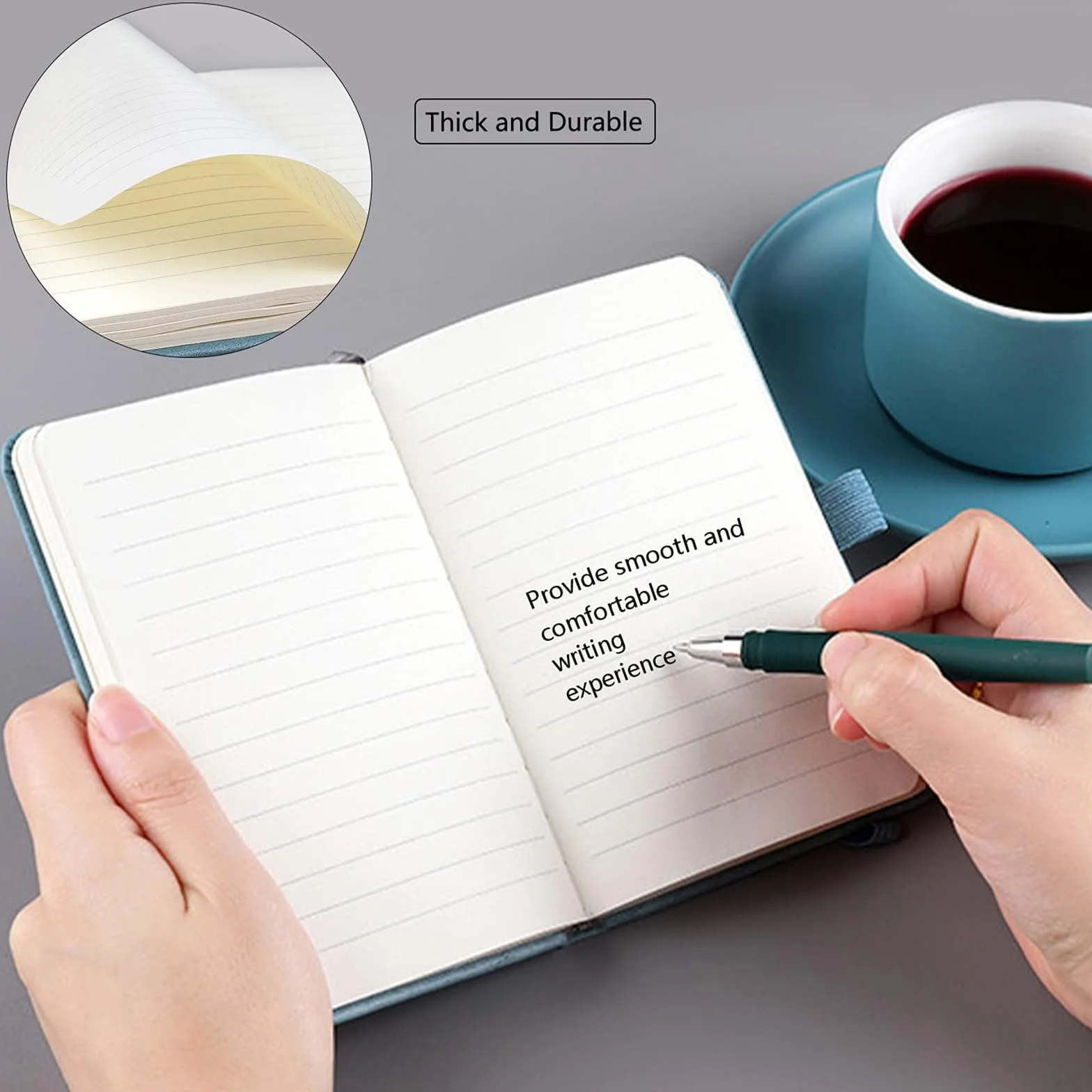 Carnet de Notes A7 Cuir avec Stylo, Mini Carnet Voyage Fermeture Élastique