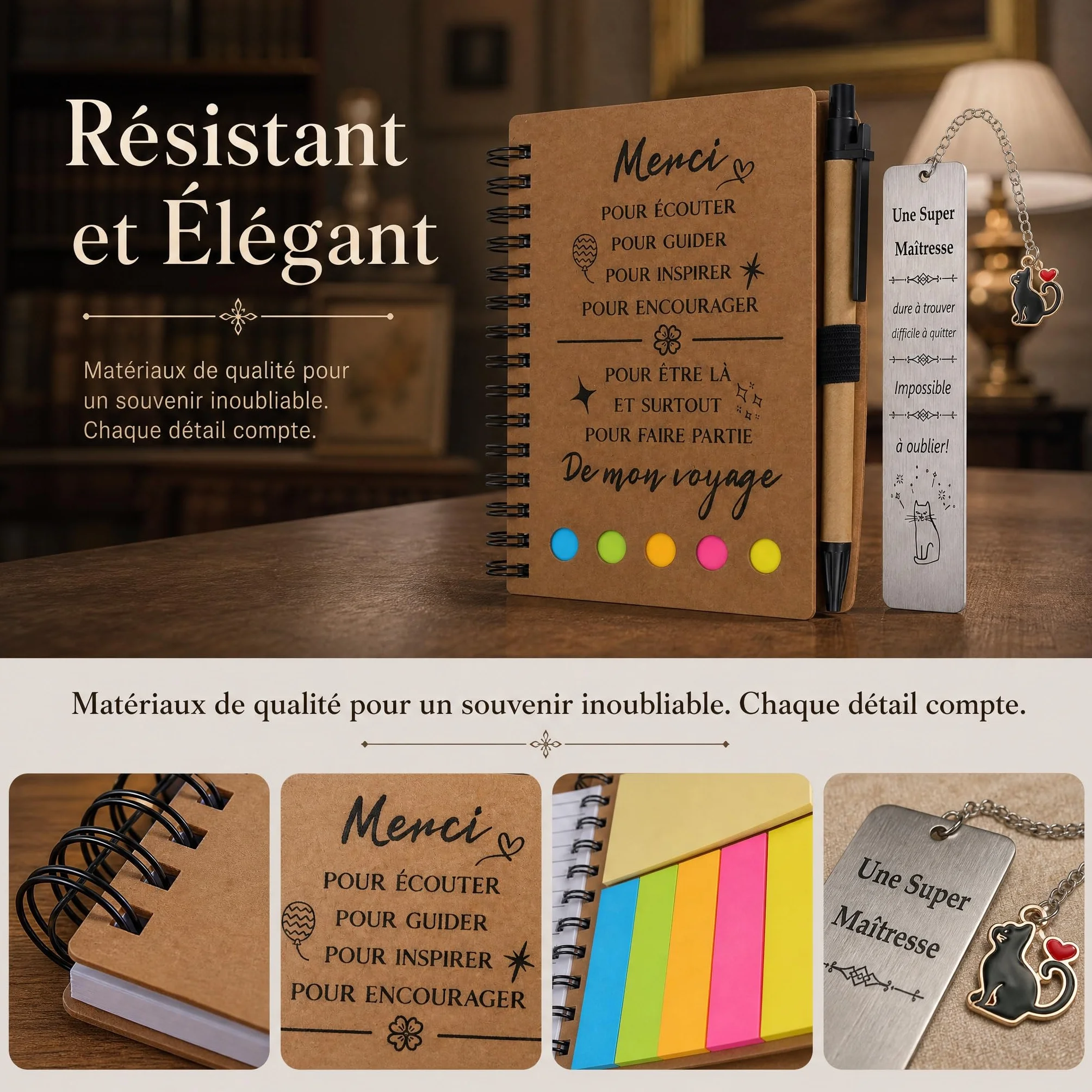Cadeau Maitresse D'école Carnet De Note Signet Professeur Retraite Noel