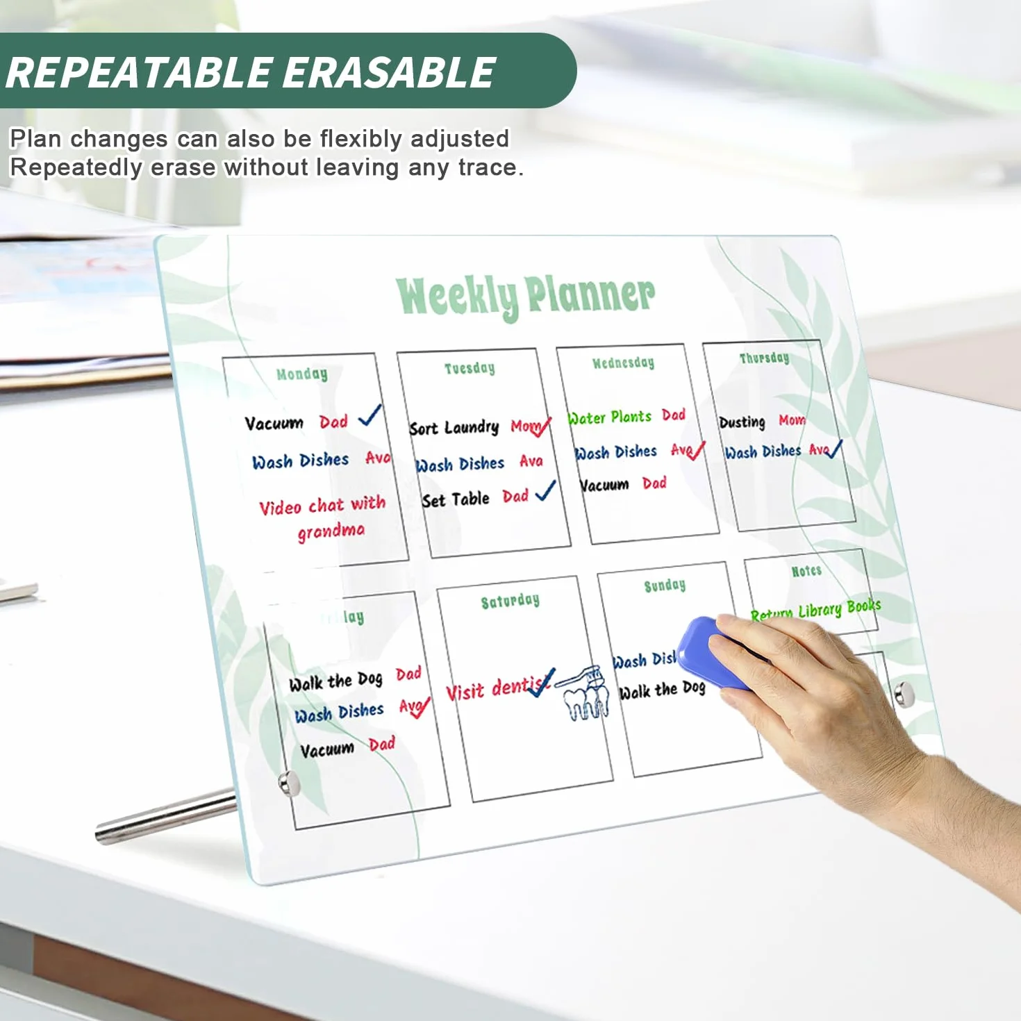 Semainier Planificateur Hebdomadaire Réutilisable Tableau Blanc Effaçable 20x30 cm