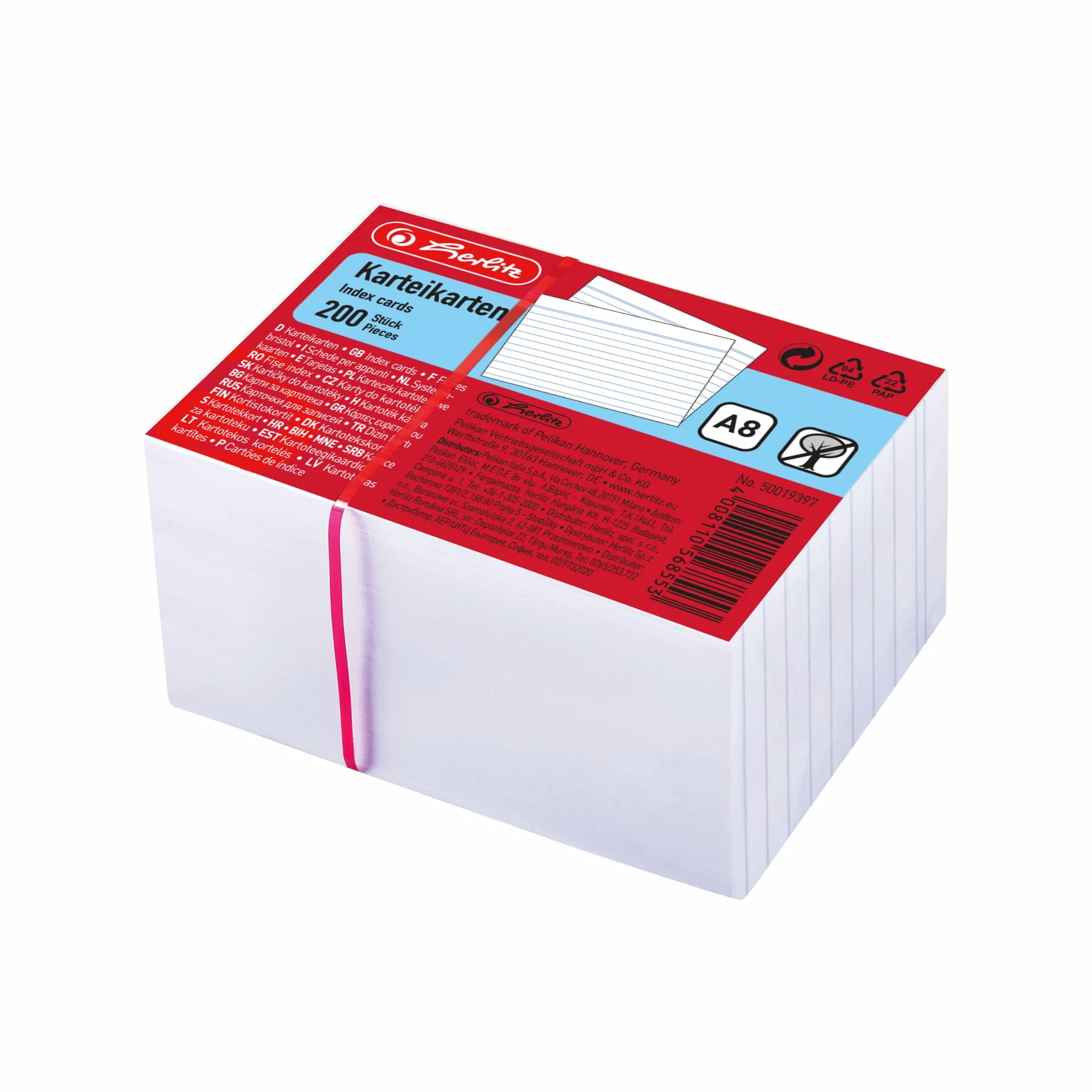 Herlitz Lot de 200 cartes soudées Format A8 Blanc 170 g/m²