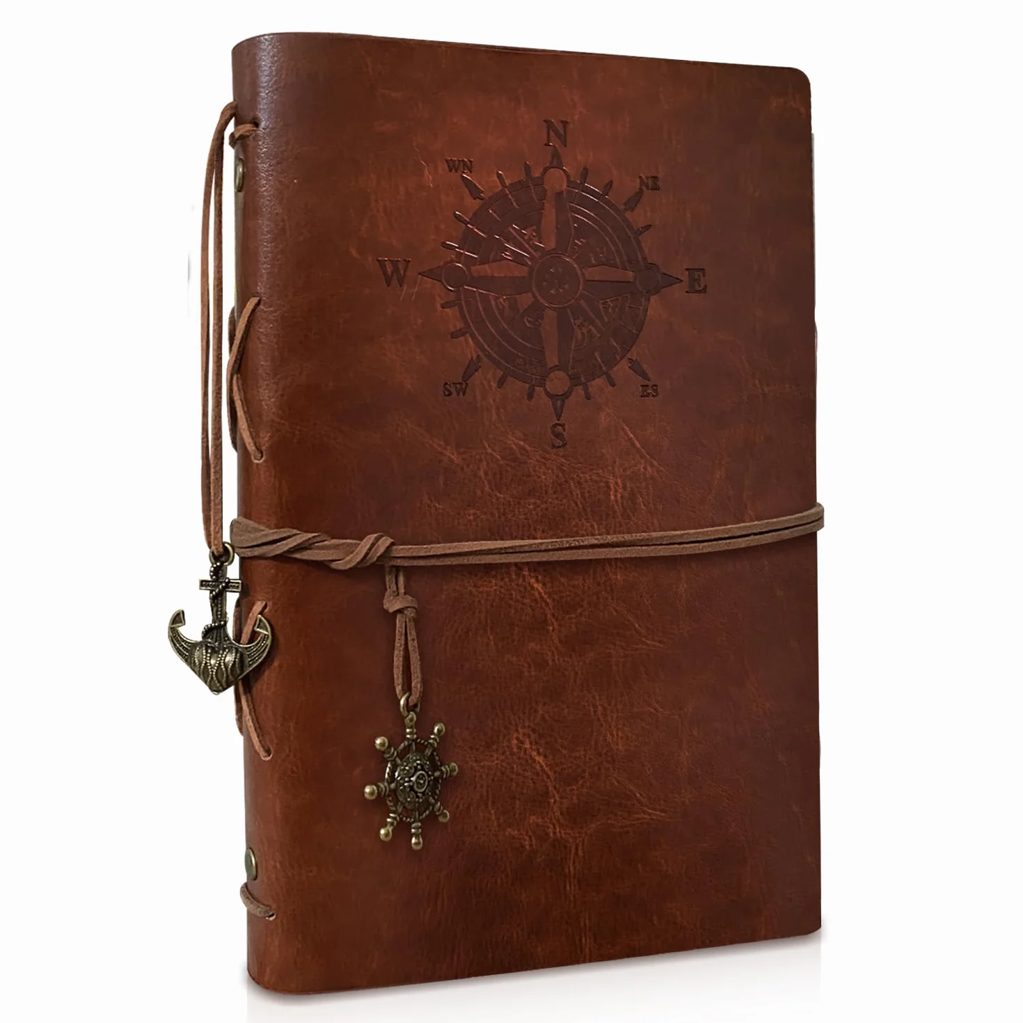 Carnet de Notes A5 Cuir Synthétique Rechargeable Vintage Journal Voyage Croquis Marron