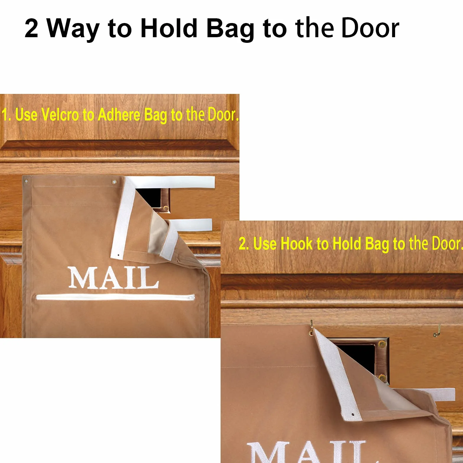 Sac collecteur de courrier marron clair pour porte
