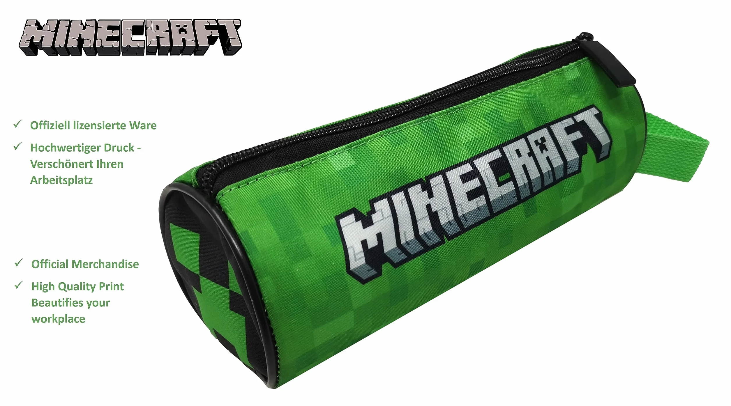 Theonoi Minecraft Trousse à crayons enfant Creeper vert 22 x 9 cm