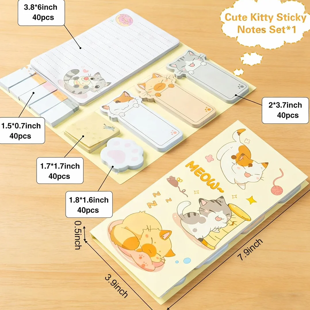 Blocs de notes autocollantes motif chat kawaii 550 pièces papeterie fournitures scolaires