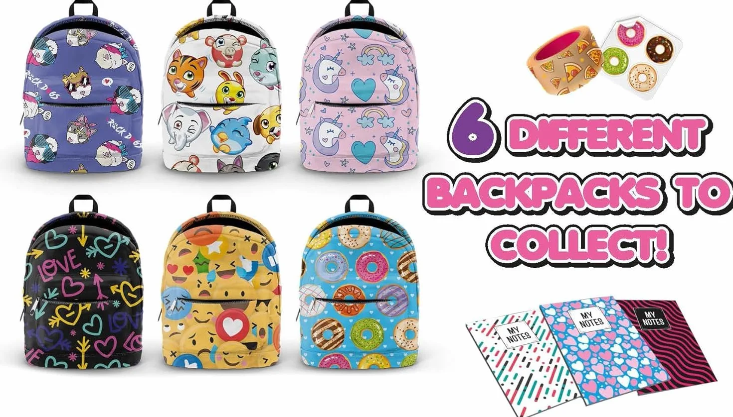 Joy Toy Mini Sac à Dos 5 Articles de Papeterie 9 x 5 cm Multicolore