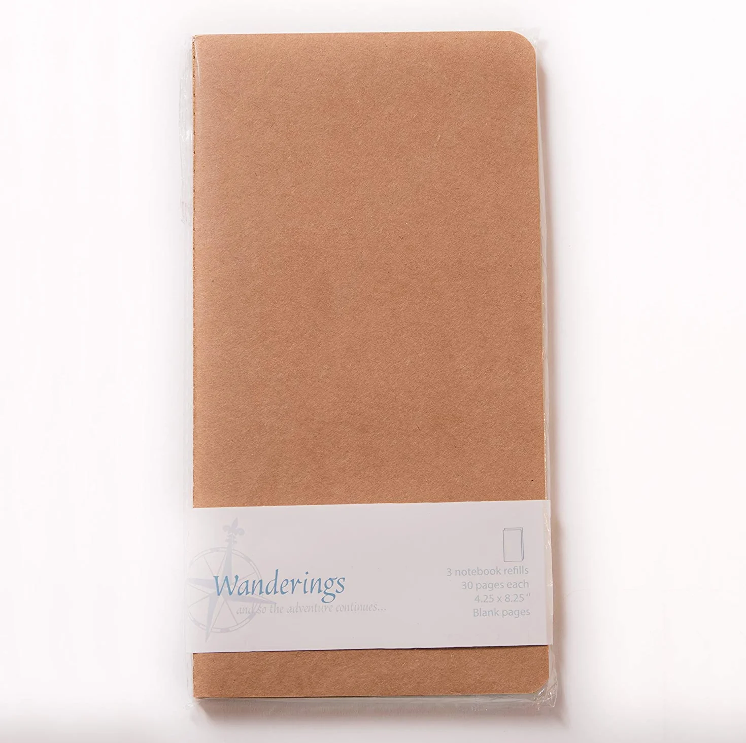 WANDERINGS Inserts Carnet de Voyage 11 x 21 cm Papier Vierge Ensemble de 3 Recharges Journal