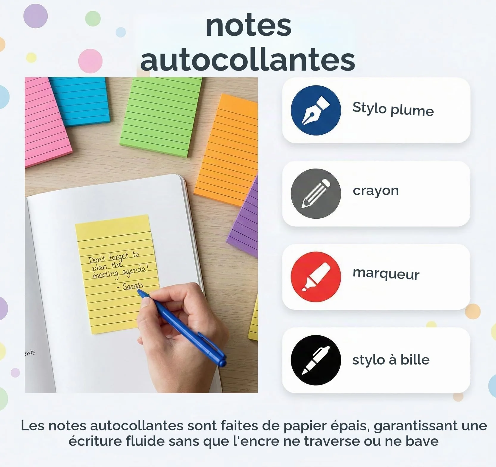 Agoer 500 Feuilles Note Adhésive Lignée 10 Couleurs 100 x 150 mm Notes Autocollante 10 Blocs 50 Feuilles/bloc Super Sticky