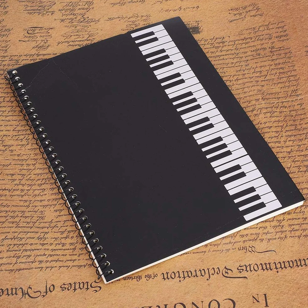 Dilwe 50 pages Cahier de manuscrit de notation musicale, piano noir