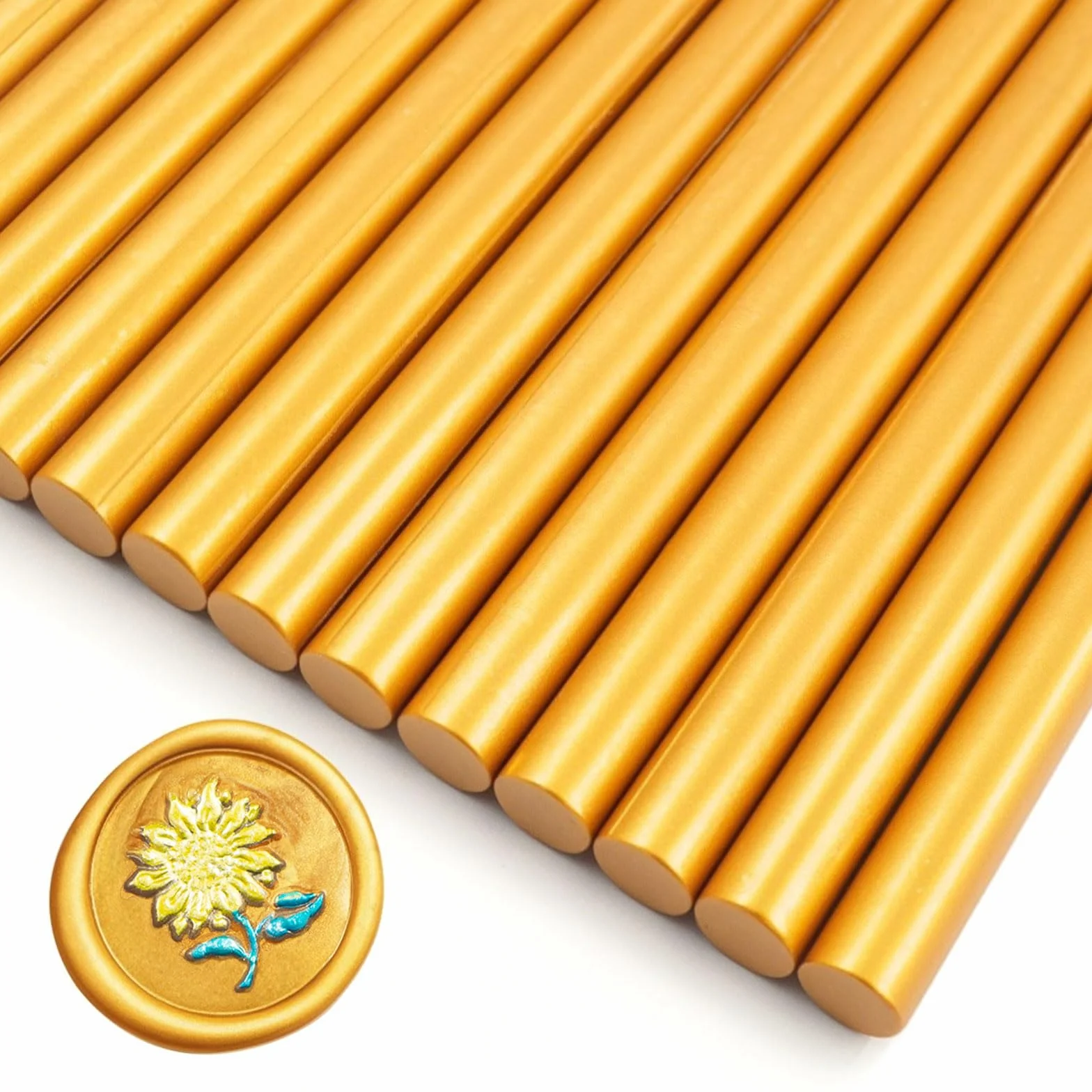 Lot de 26 Bâtonnets de Cire à Sceller 7mm pour Pistolet à Colle – Or ambré