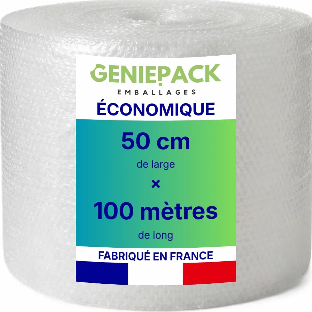 Film à bulles 50 cm x 100 m – Bulles 10 mm – Protection légère et flexible – Fabriqué en France