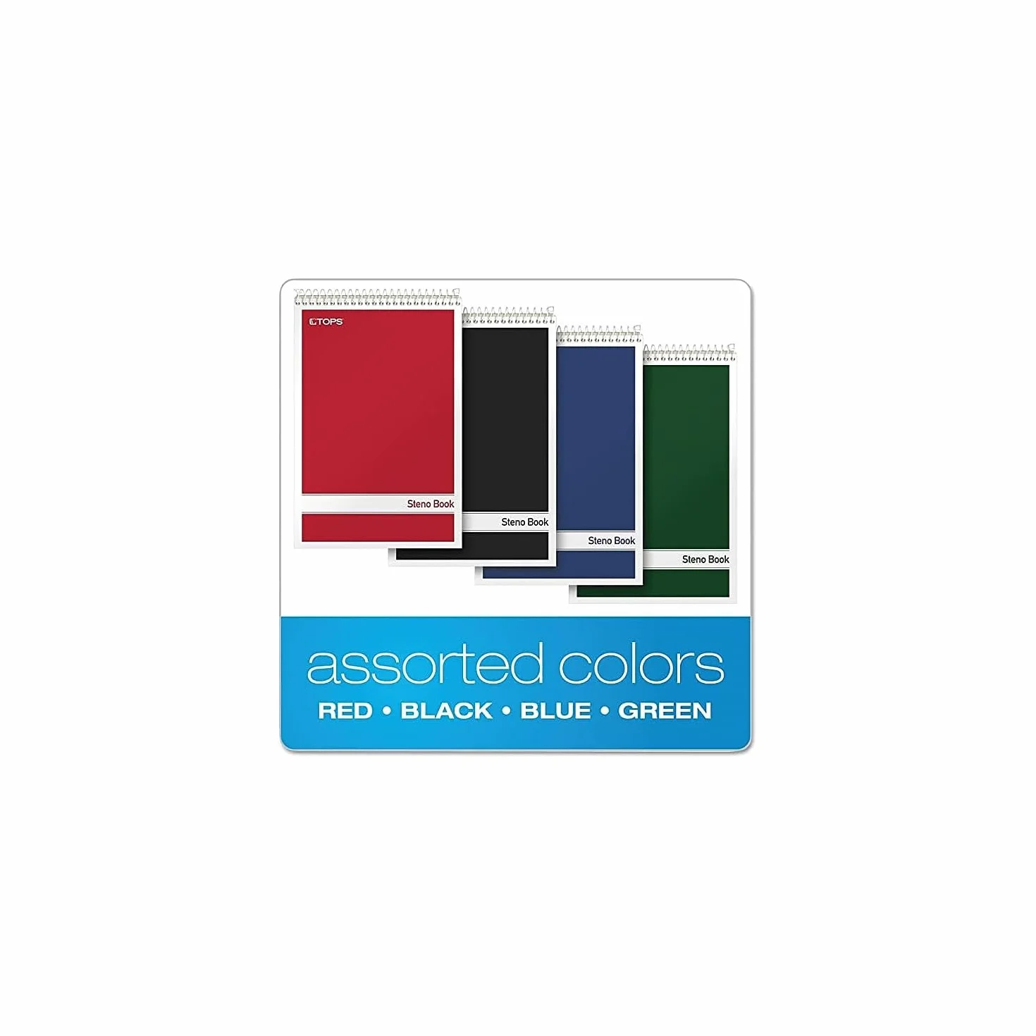 TOPS spirale Steno livres 15,2 x 22,9 cm Gregg Rule Greentint 80 feuilles 4 livres par lot