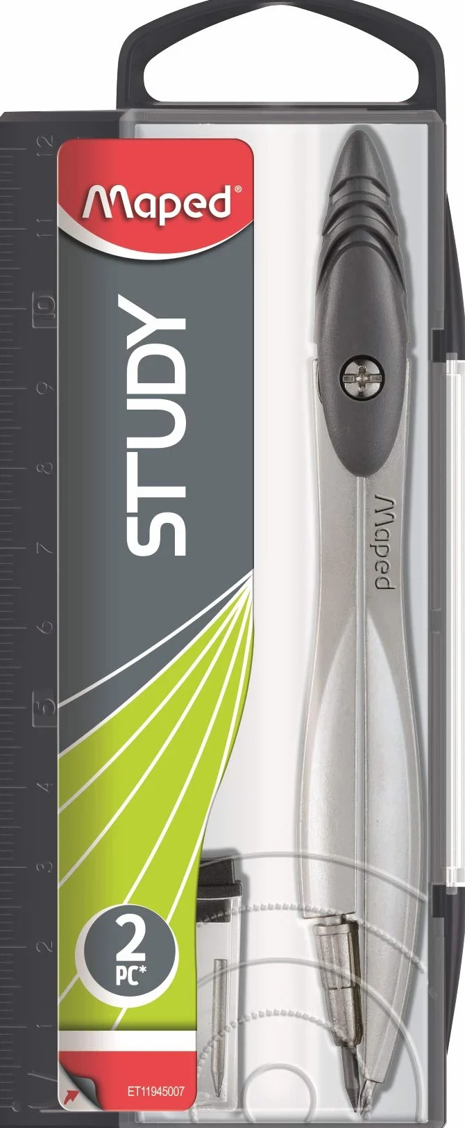 Maped Compas mine Study étui-mines Métal Coffret Gris