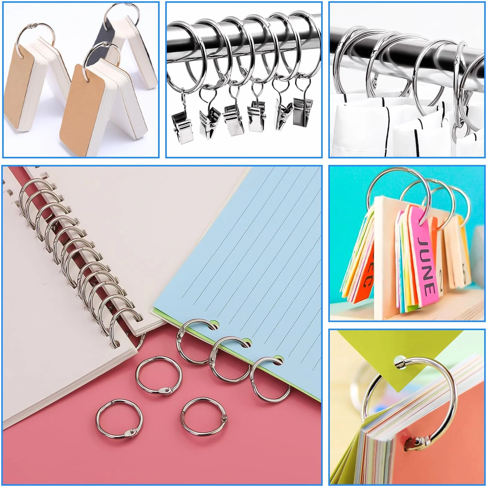 Anneaux de Reliure en Metal 15/20/25mm avec Perforeuse pour Cahier Scrapbooking Classeur