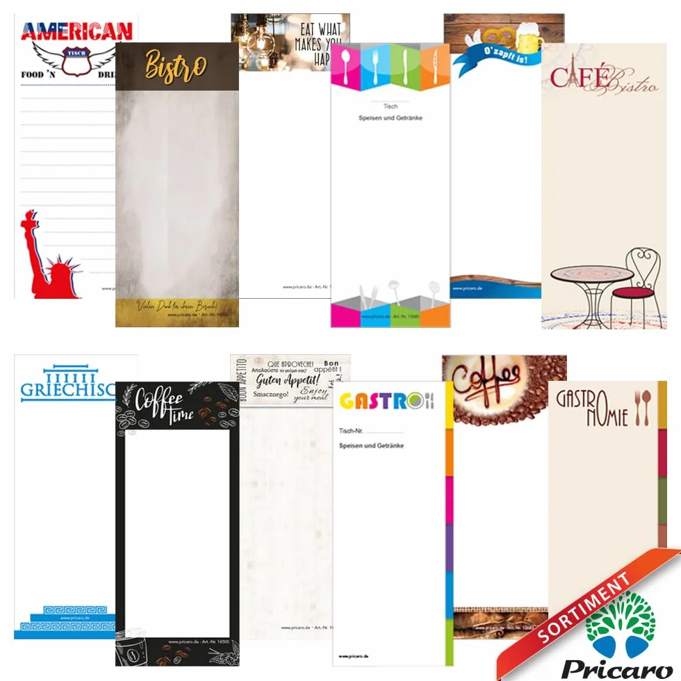 PRICARO Lot de 24 blocs pour serveurs restaurant français