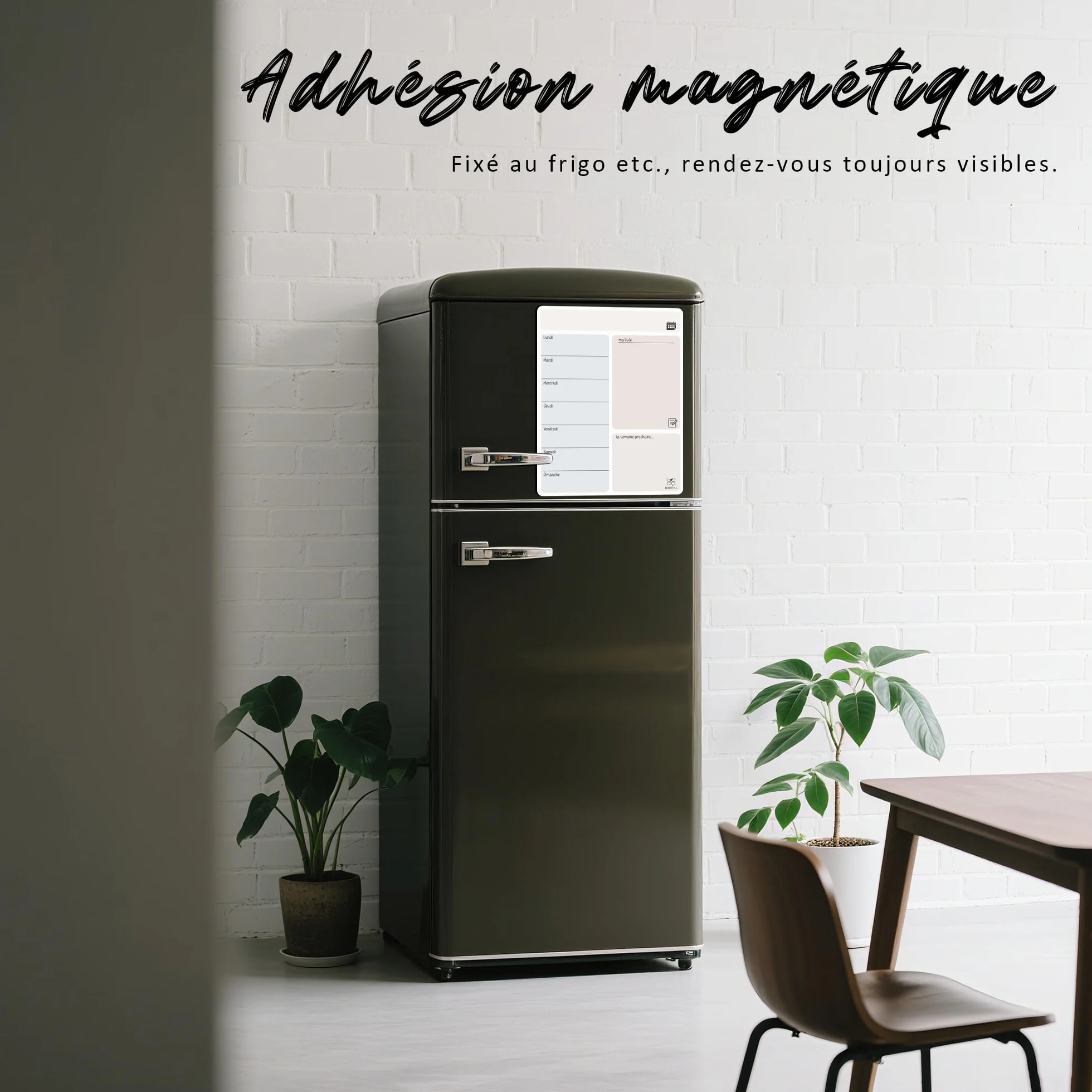 BIROYAL Calendrier Magnétique Frigo 41,7x32 cm, Grand Planning Frigo Magnetique, Tableau Planning Semainier Effaçable