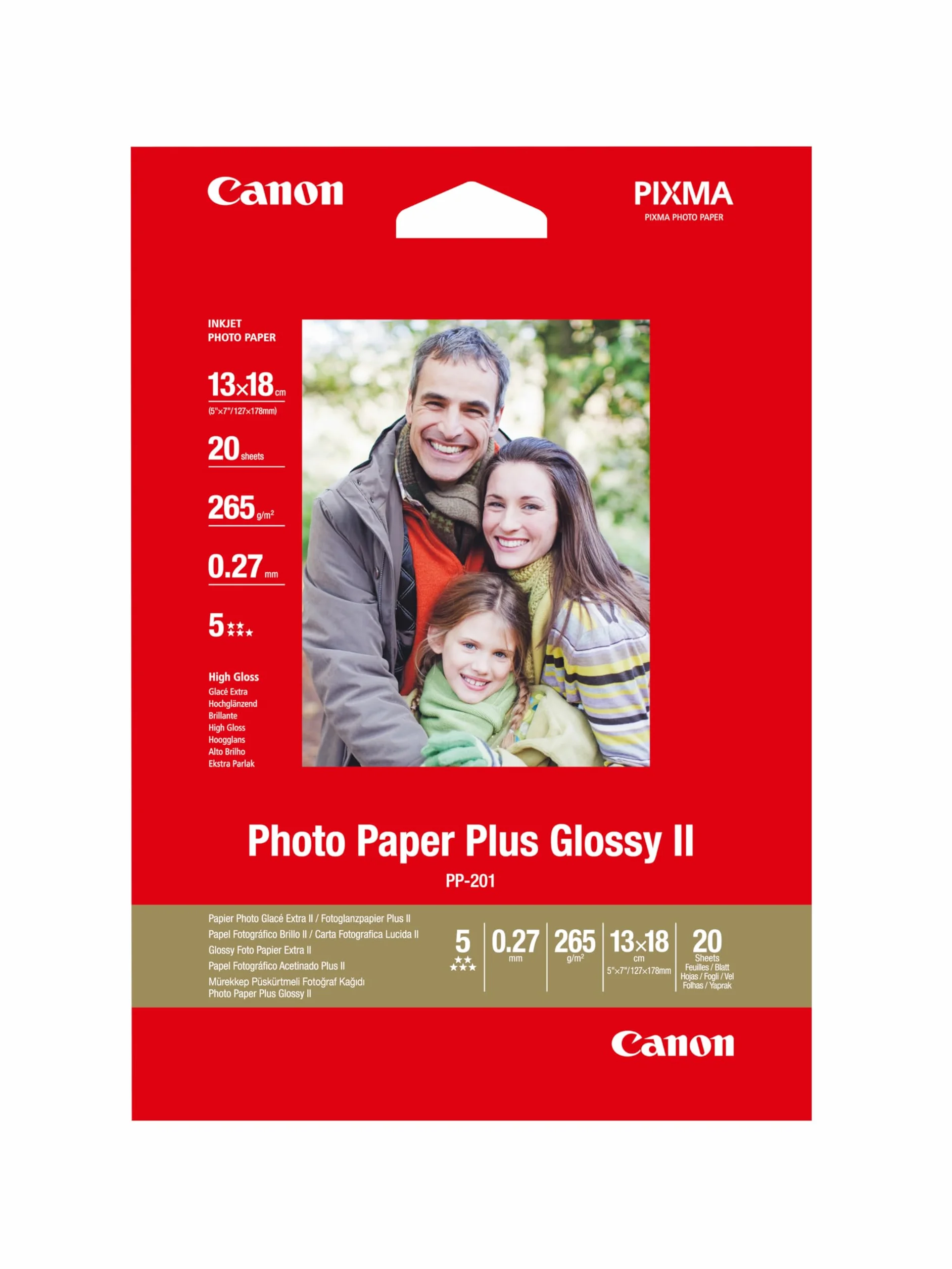 Canon PP-201 Papier Photo Brillant 13x18cm 20 feuilles