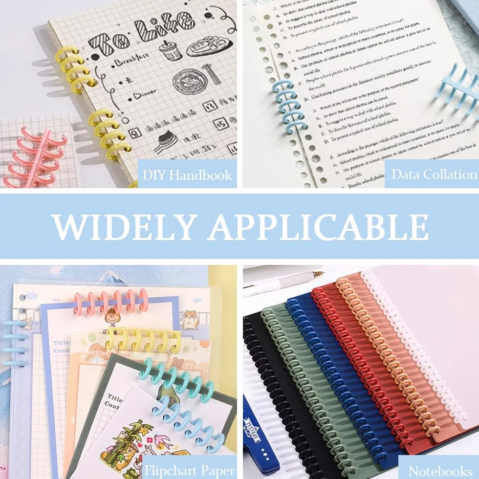 Peignes de Reliure en Plastique 12mm 30 Trous Spirales Multicolore pour DIY Cahier Scrapbooking