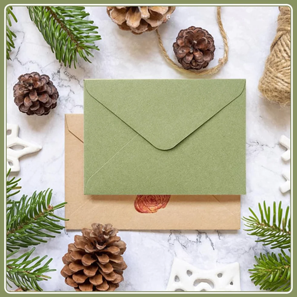 Enveloppes Vertes 153 x 103 mm Lot de 40 - Sans Fenêtre Fermeture par Collage Humide pour Mariage Noël Cartes de Vœux