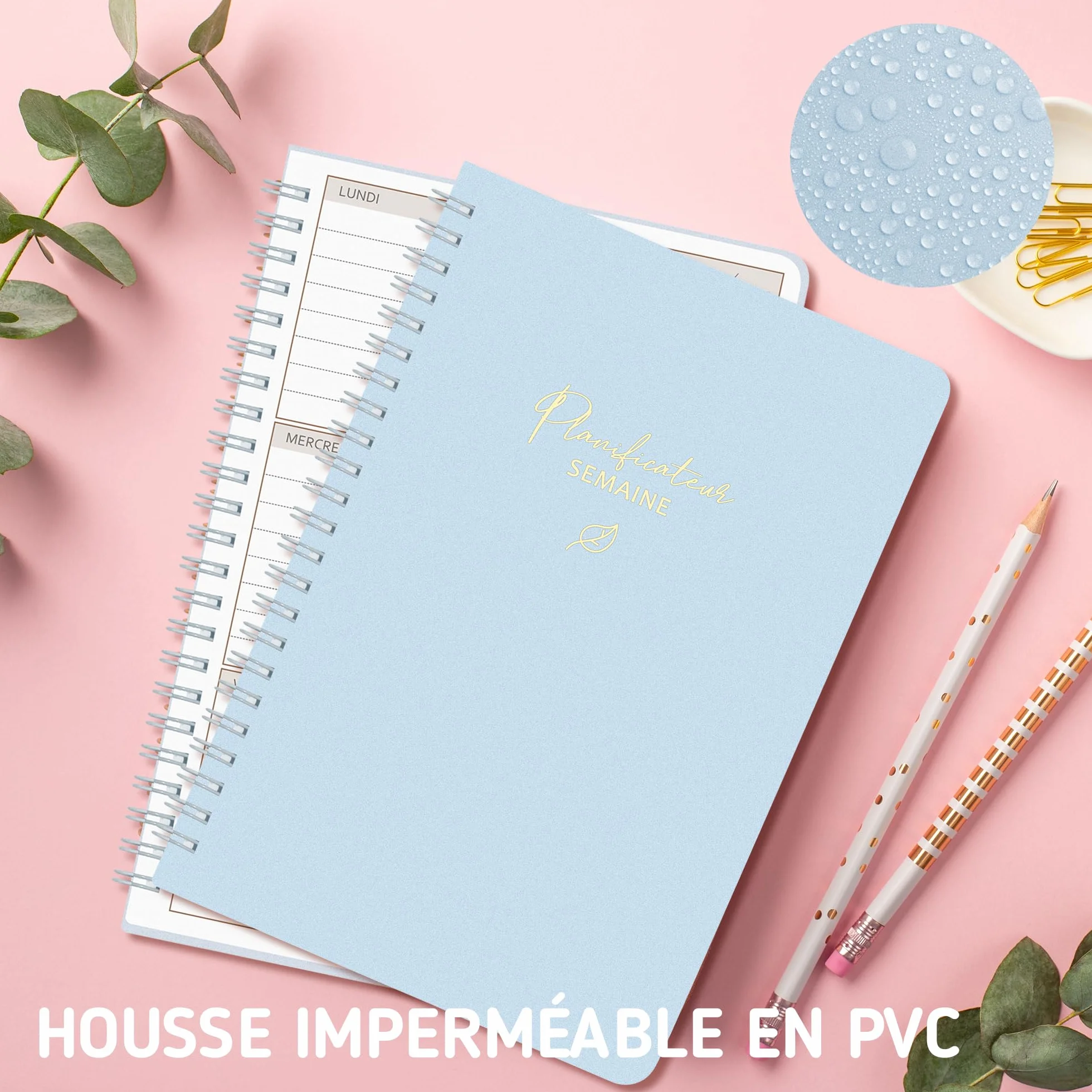 BIROYAL Agenda hebdomadaire non daté A5 Planning avec liste de tâches 52 feuilles Couverture rigide