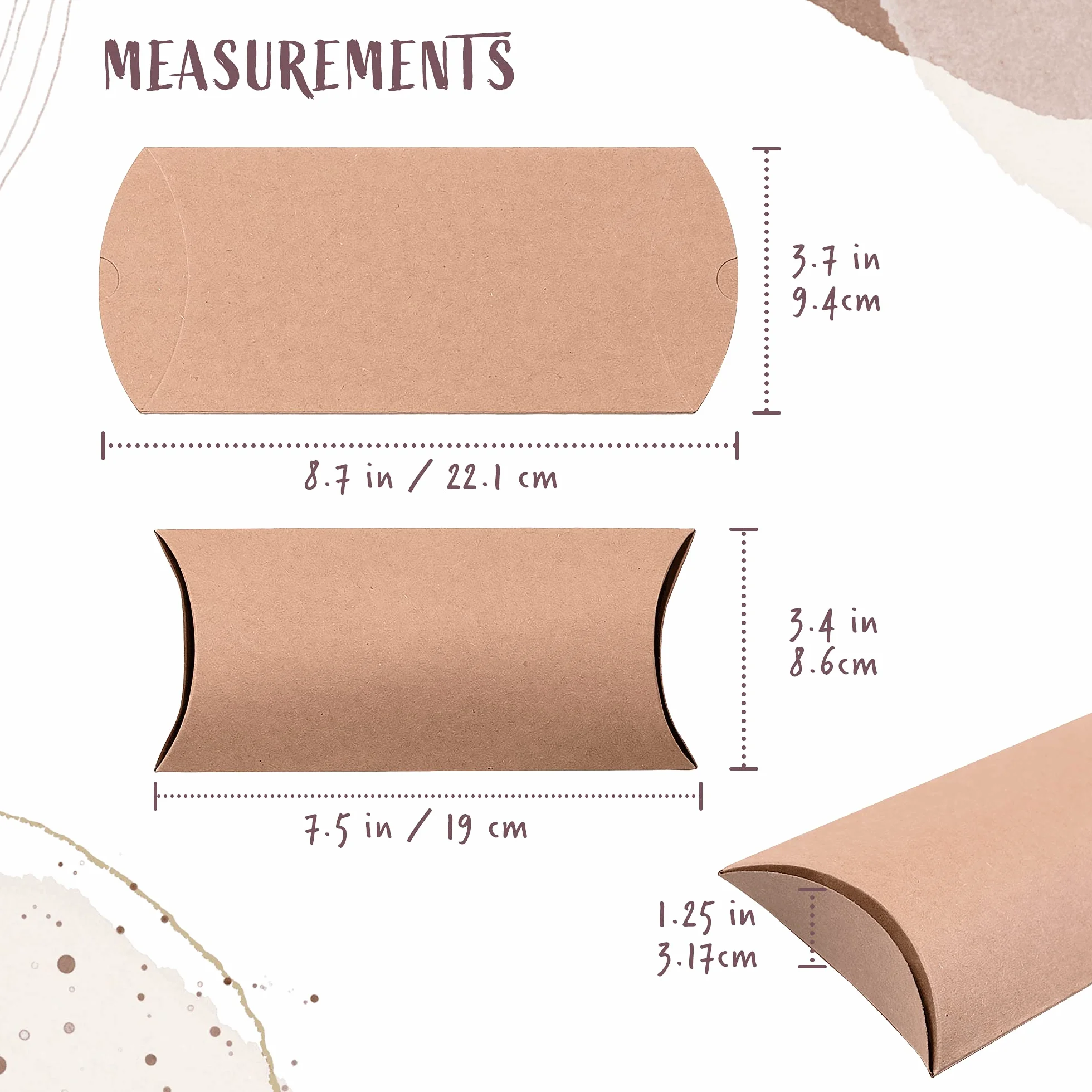 MATICAN 100-Pack Boîtes-Cadeaux en Forme de Coussin en Kraft 19x9,4x3 cm