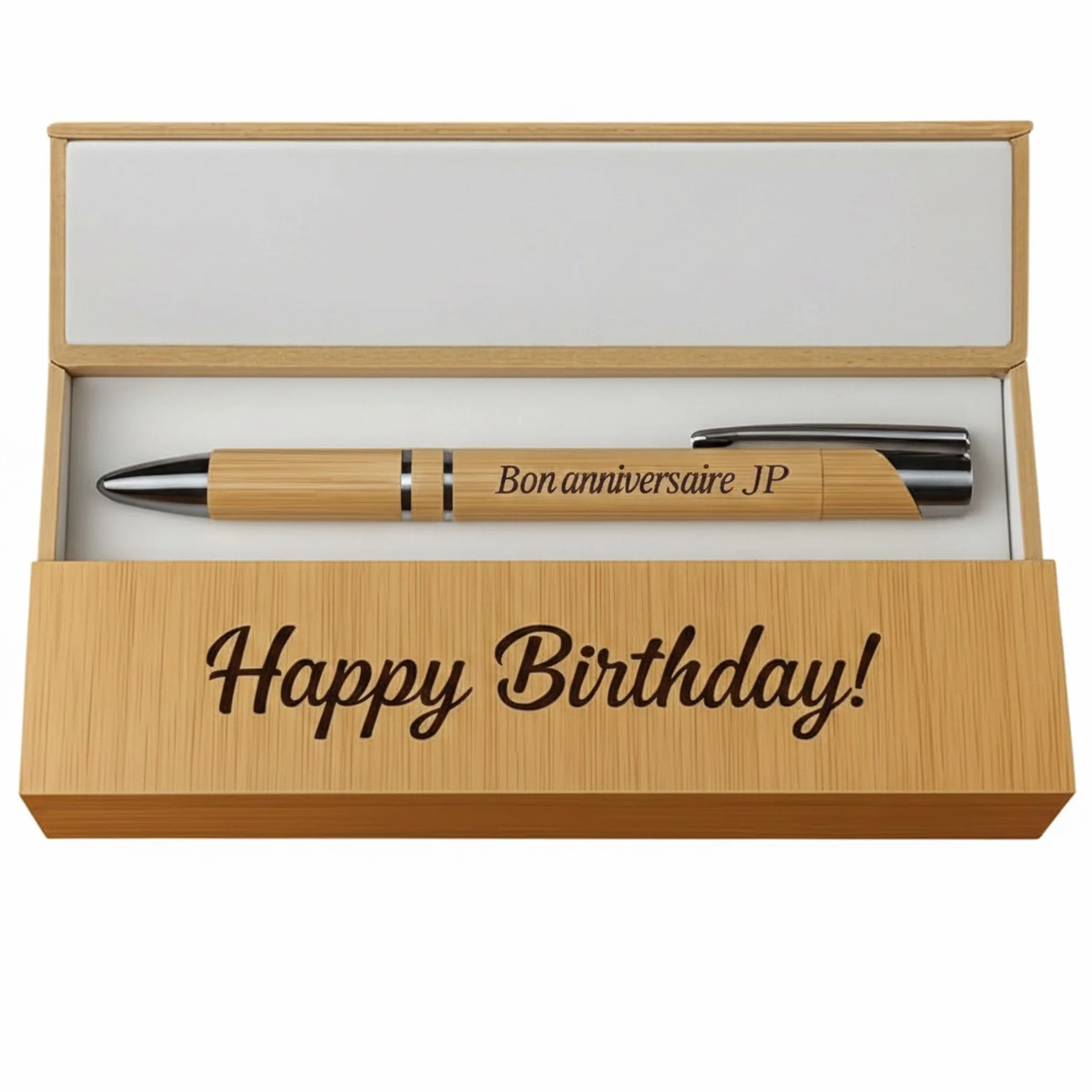 Weastyle Stylo Personnalisé avec Gravure Prénom - Coffret Cadeau Bois Bambou