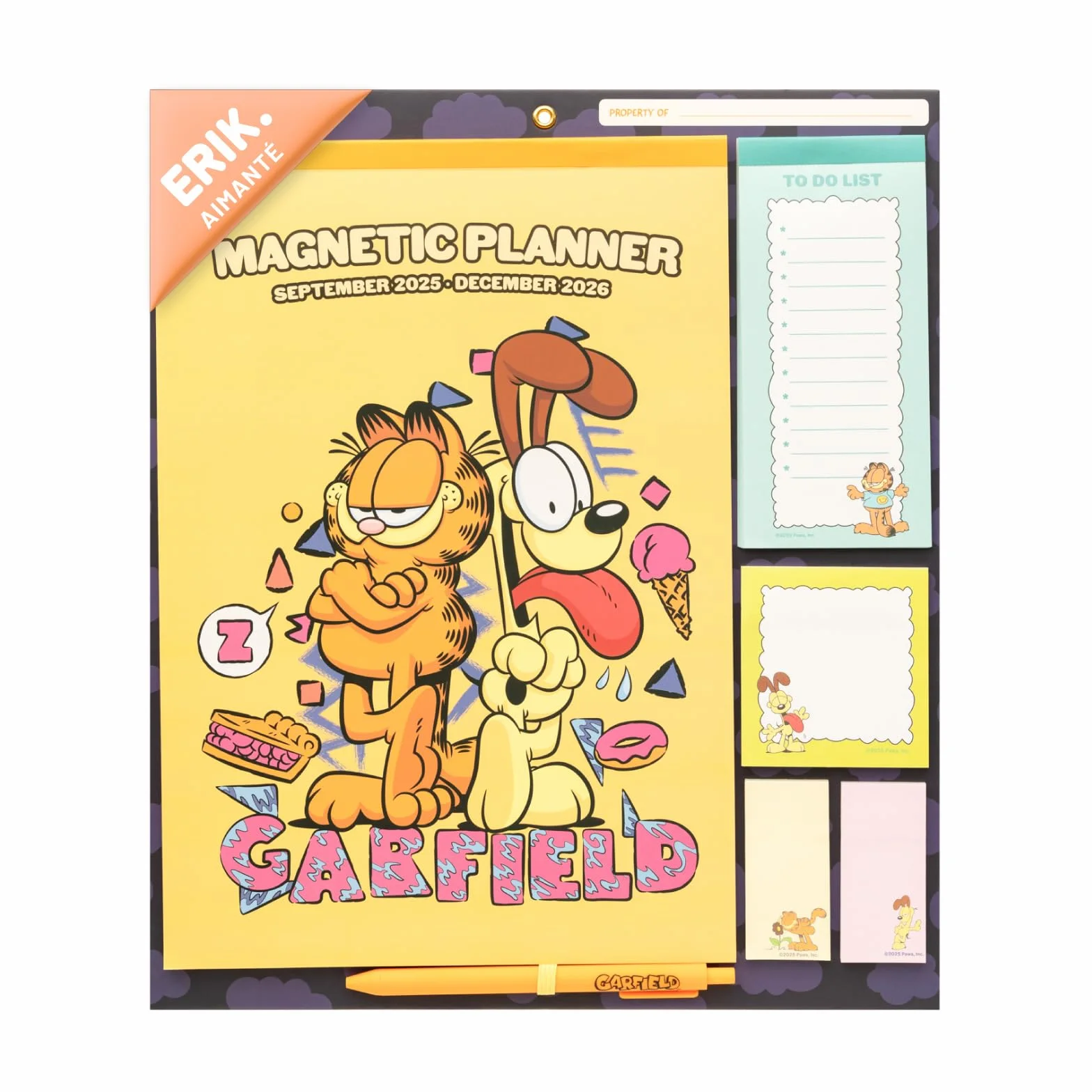 Grupo Erik Calendrier Magnétique Frigo Garfield Septembre 2025 Décembre 2026 Planificateur Mensuel 16 mois