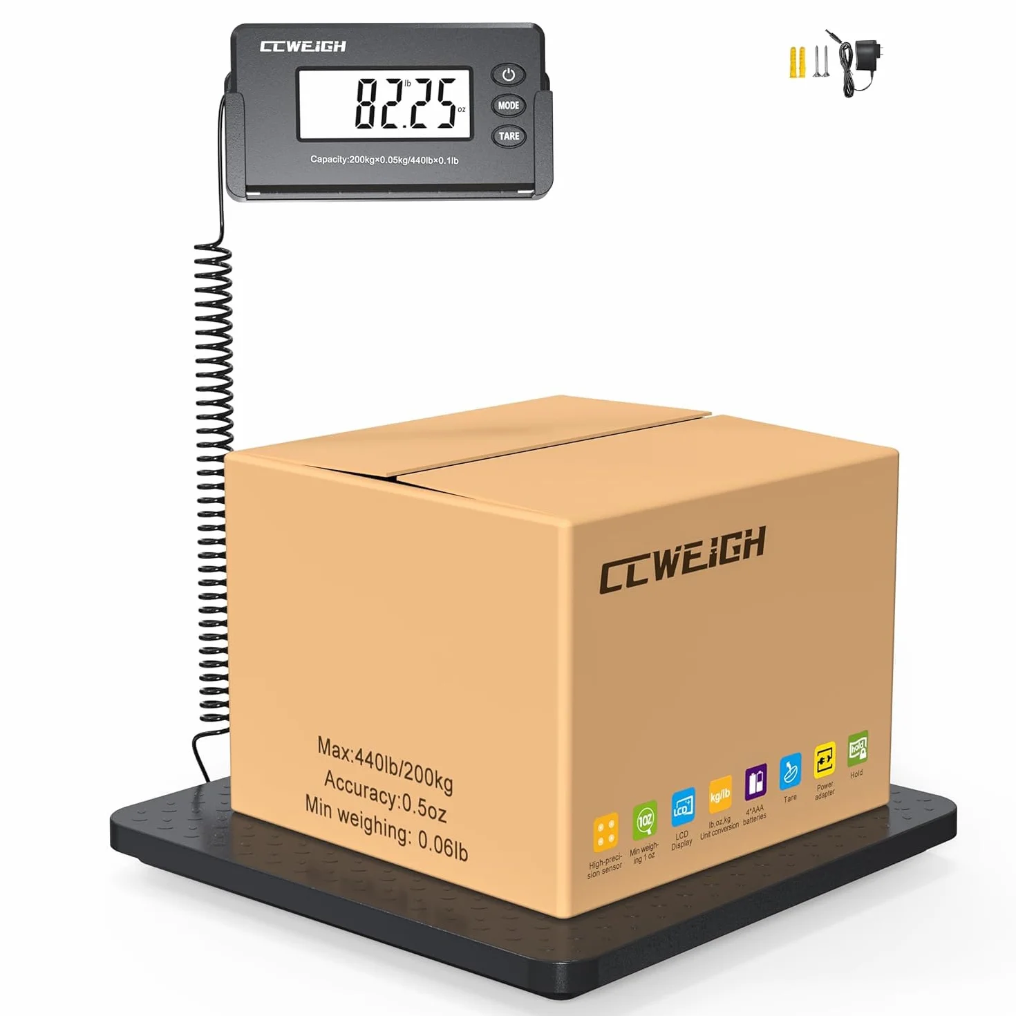 Shipping Scales 440lbs x 1oz Postal Scale ABS Large Platform for Packages Small Business