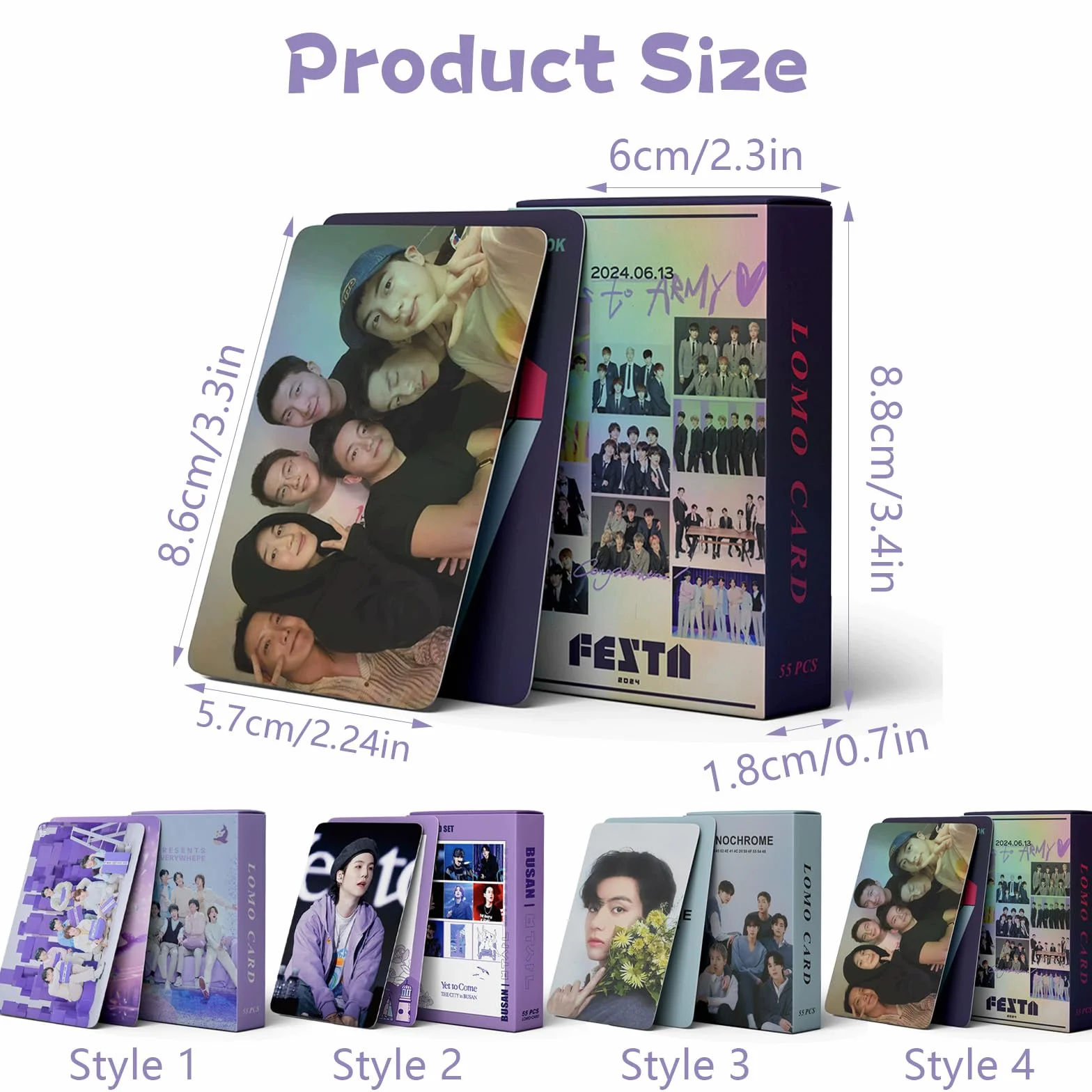 BT Lomo Lot de 220 Cartes Photo pour Fans ARMY