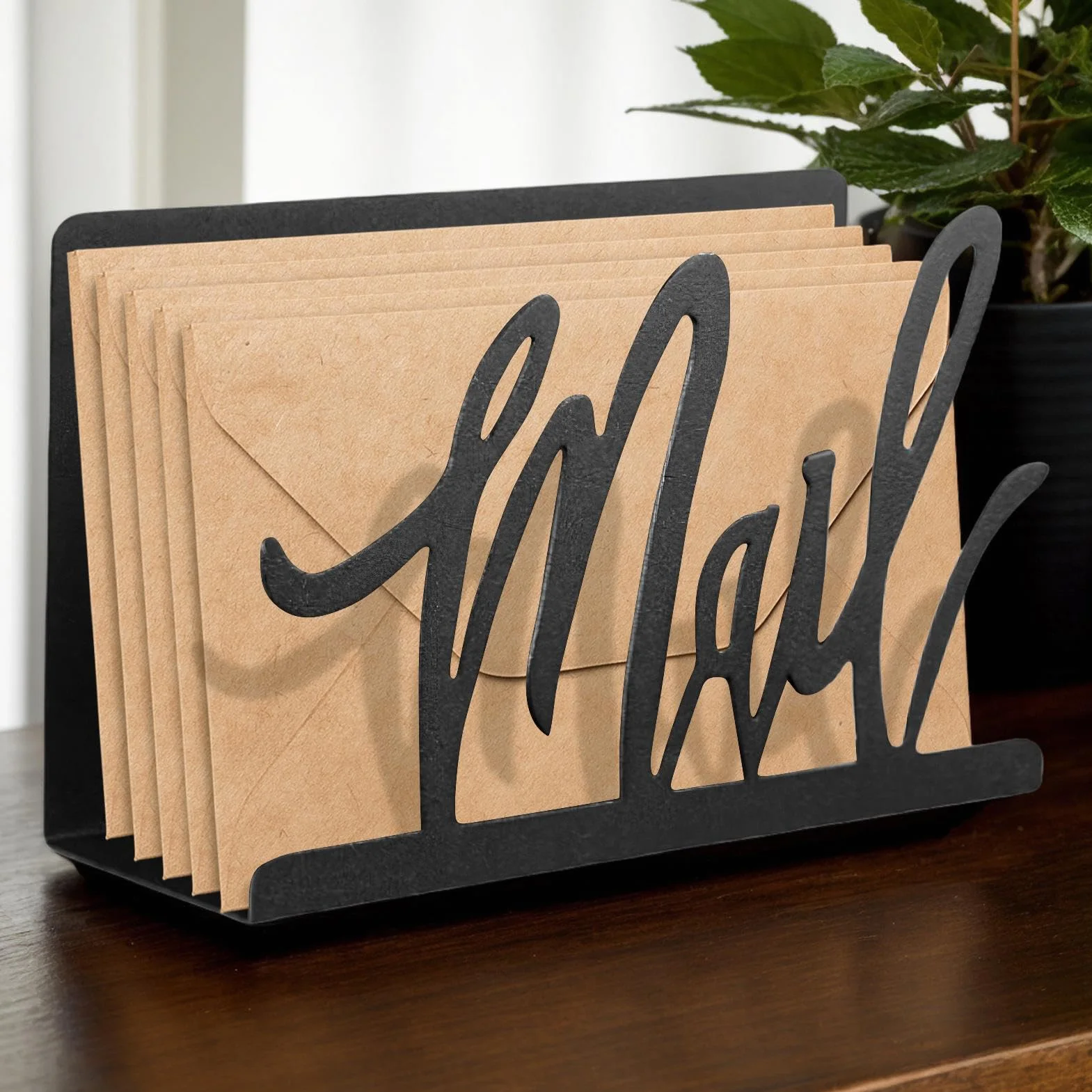 Organisateur de courrier métal noir pour maison, bureau, porte-lettres mural