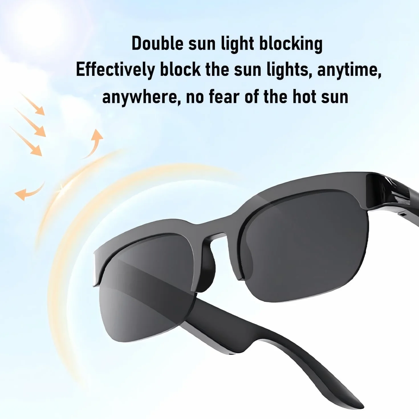 Lunettes Connectées Bluetooth IA Traduction Vocale Smart Glasses Appels Musique UV400 Hommes Femmes