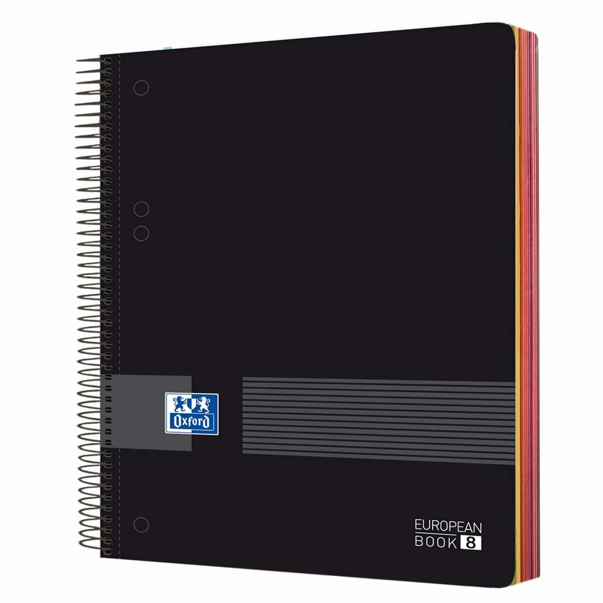 Oxford Cahier A5 quadrillé 5x5, 160 feuilles, couvercle plastique, carnet microperforé Noir