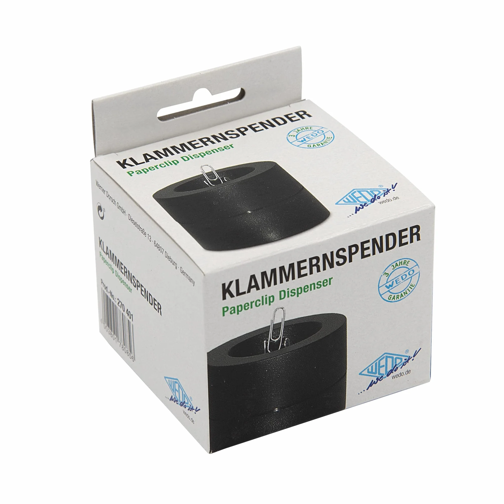 Wedo Distributeur de trombones rond Noir 270401