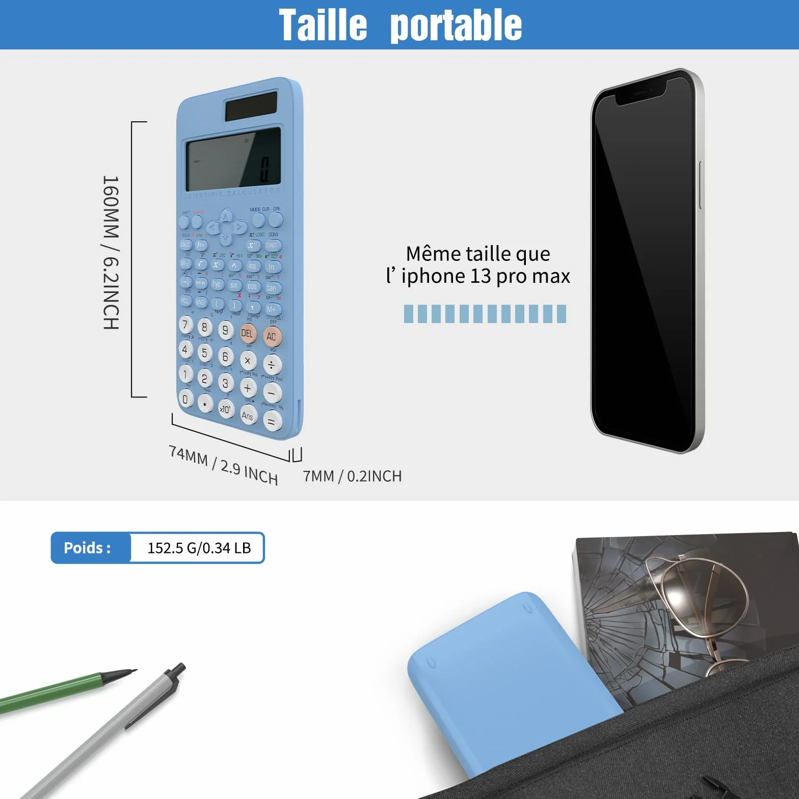 NEWYES 991MS-II Calculatrice Scientifique 401 Fonctions Bleu