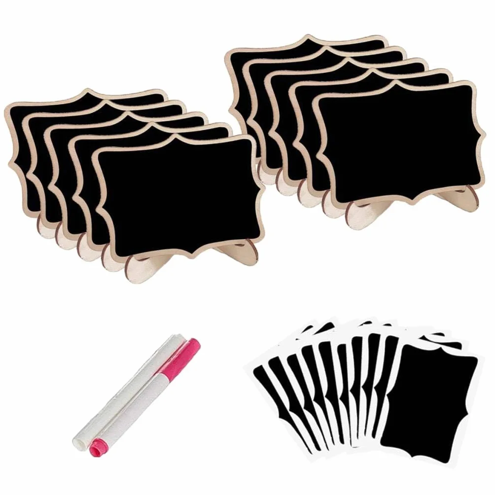Mini tableaux noirs en bois lot de 10, 7,5 x 10 cm, étiquettes rectangulaires pour maison